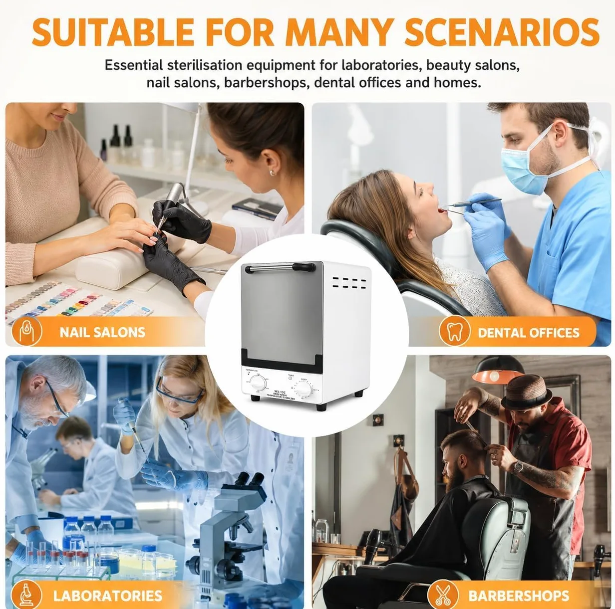 Esterilizador autoclave infrarrojo de 12 L con control de tiempo y temperatura ajustable, esterilizador de vapor de alta temperatura para herramientas de uñas y belleza, adecuado para salones de uñas