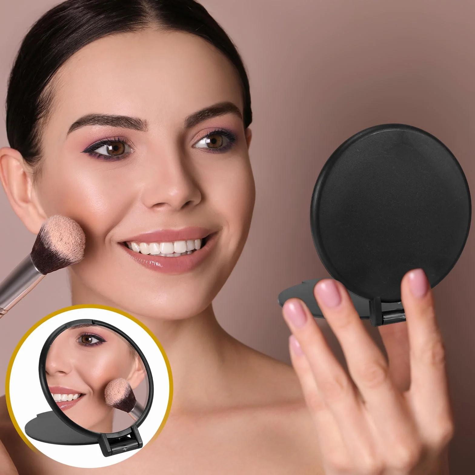 QUARKZMAN Mini Espejo de Bolsillo Plegable Portátil Maquillaje Redondo Compacto Set 6 Piezas Multicolor
