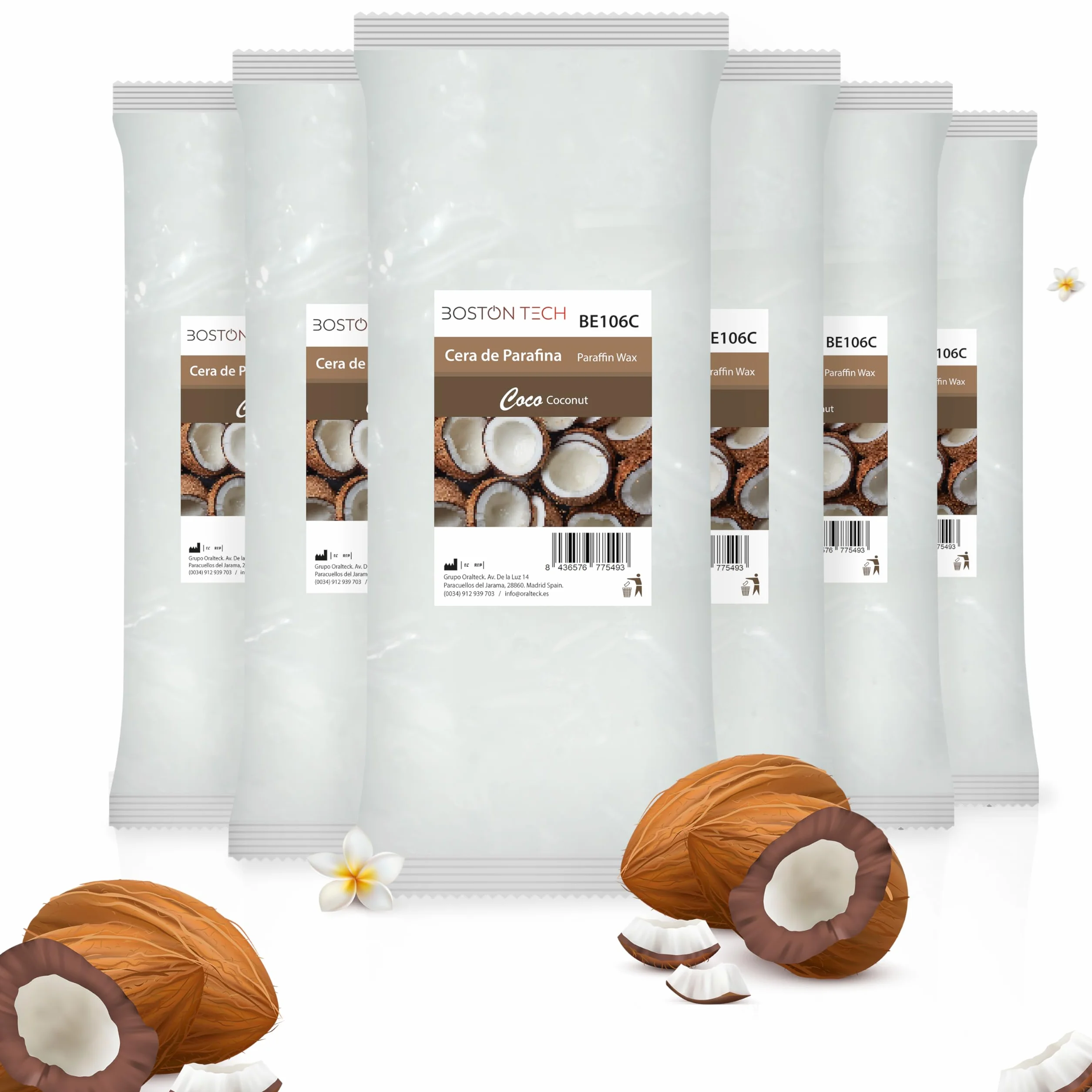 Parafina para Manos y Pies Boston Tech 6x450g Coco Tratamiento Antioxidante Hidratante