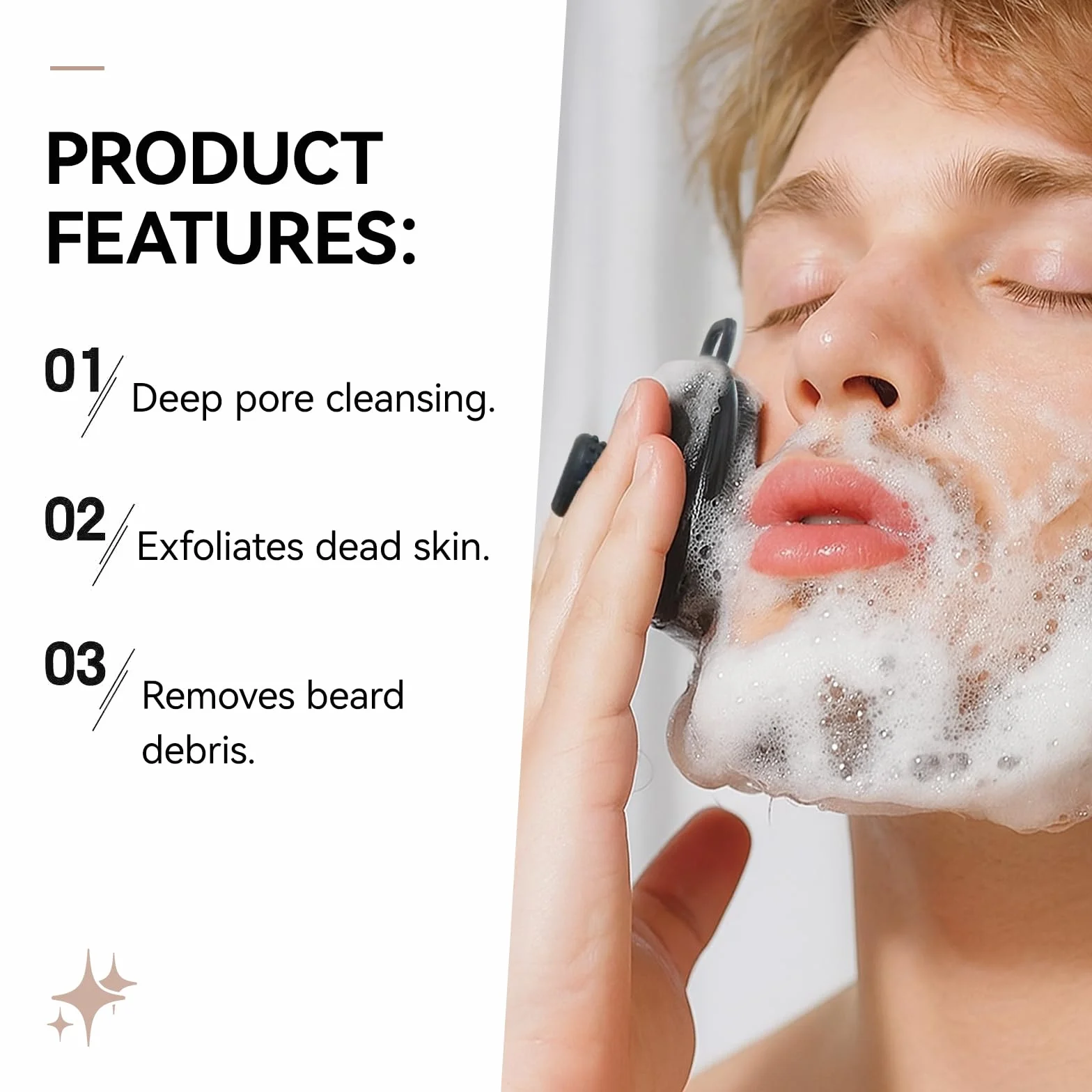 Cepillo de limpieza facial de silicona, exfoliación suave y eliminación de puntos negros, 1 paquete (negro)