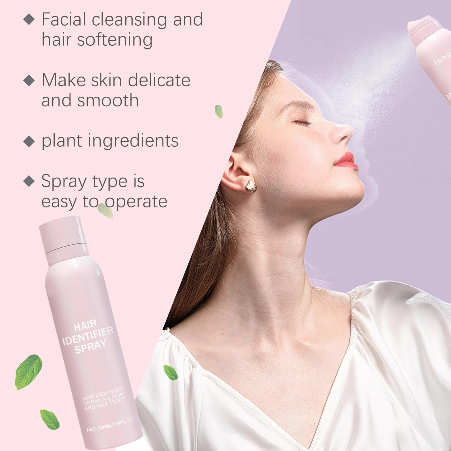 Spray Identificador de Vello Facial,Hair Identifier Spray For Face Dermaplaning,Face Hair Identifier Spray,Skin Body Dermaplaning Spray,Spray Identificador de Cabello para Afeitado Facial (Rosa)