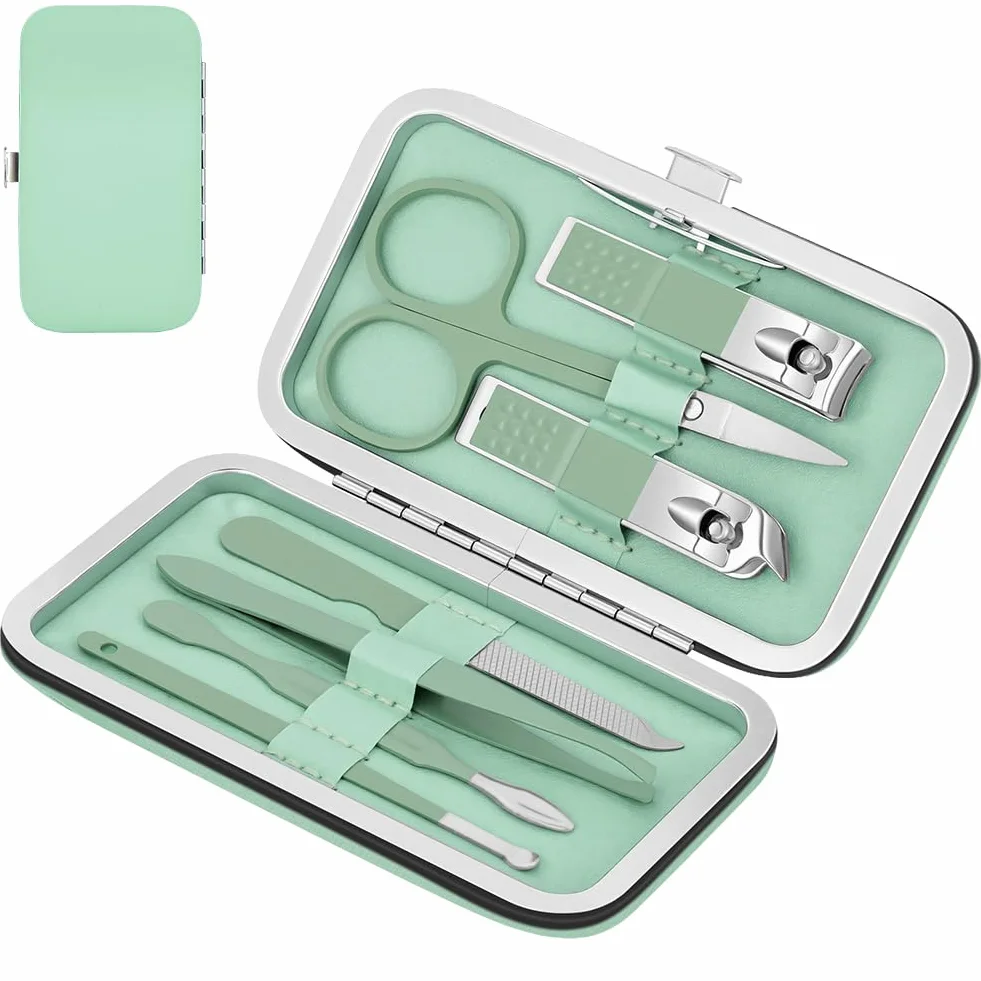 Set de Manicura Pedicura 7 en 1 Cortaúñas Acero Inoxidable Grooming Kit Profesional
