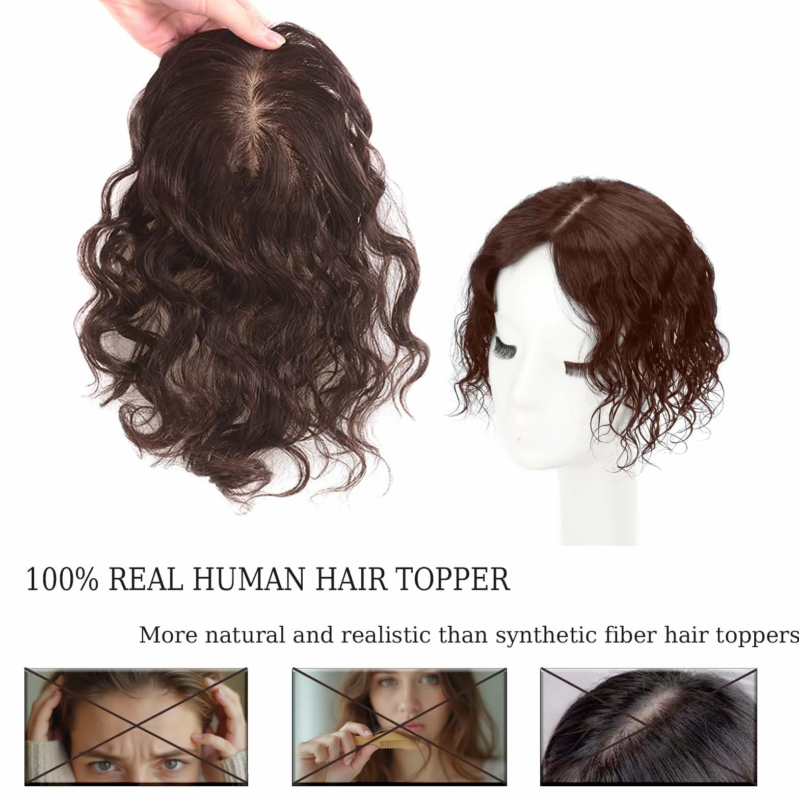 Extensiones de pelo humano rizado corto para mujeres con adelgazamiento de 30 cm, parte central de 30 cm, extensiones de pelo ondulado con clip, cobertura pequeña de 7 x 10 cm, base de seda, color