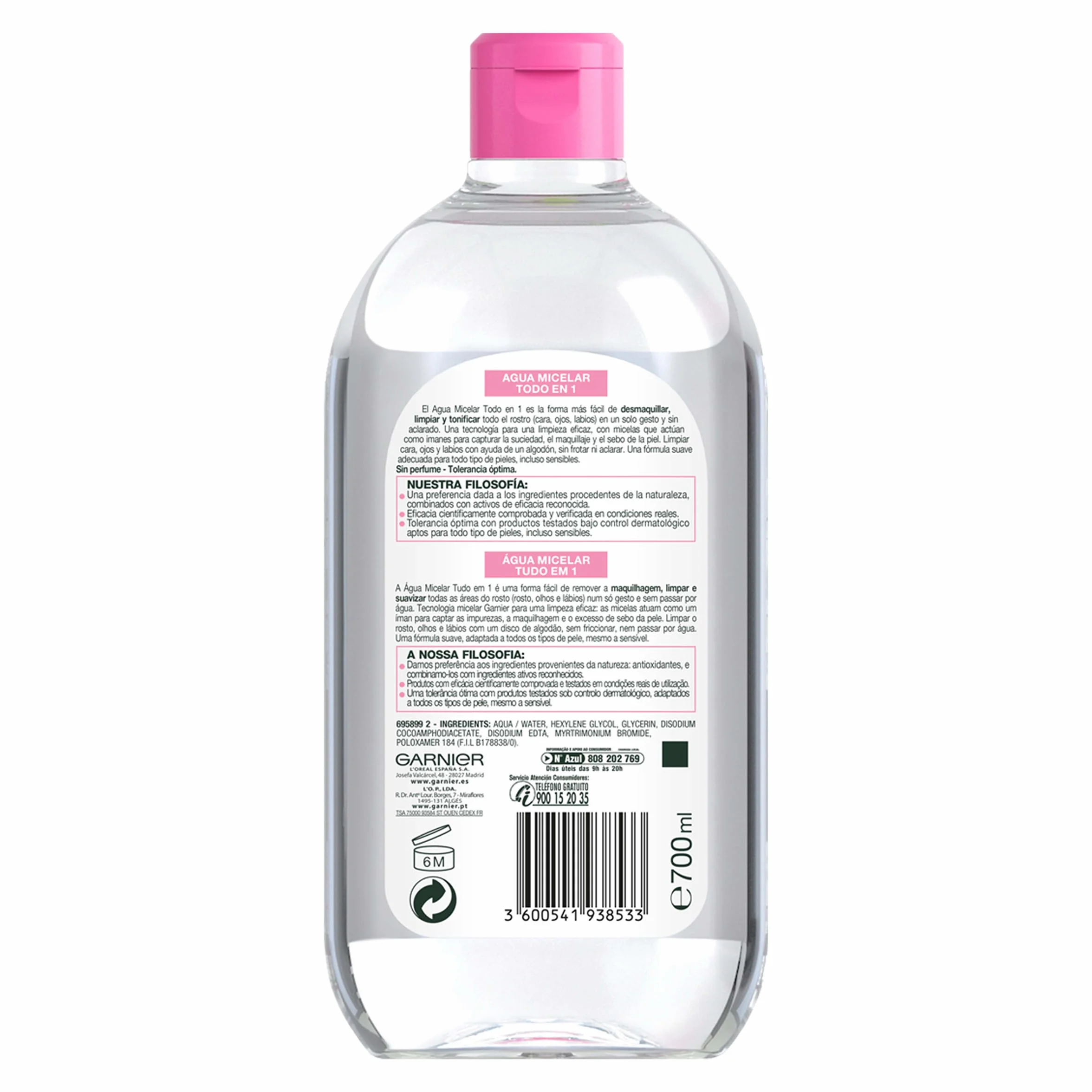 Garnier Skin Active Agua Micelar Clásica Todo en Uno Desmaquillante Limpiador Facial 700 ml