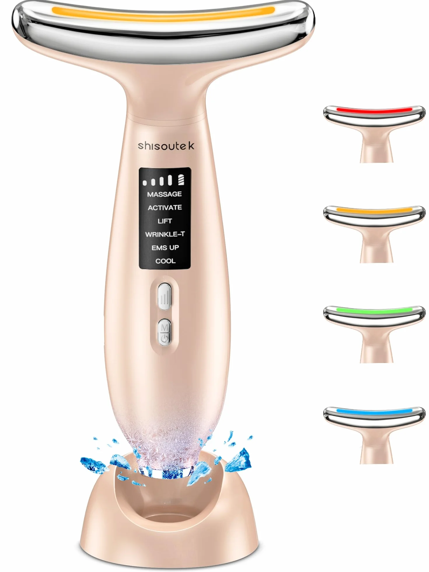 Masajeador Facial Eléctrico Antiarrugas 5℃ Frio 45℃ Calor 6 Modos LED 4 Colores EMS Máquina Reafirmante