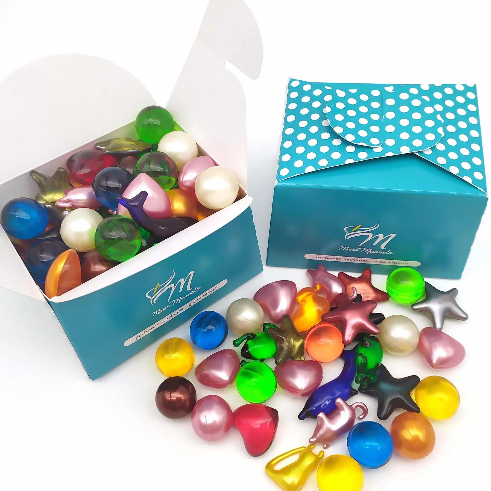 Caja regalo Perlas de baño con aromas surtidos - Aceite de soja - Hidratante y aromática - 70 unidades