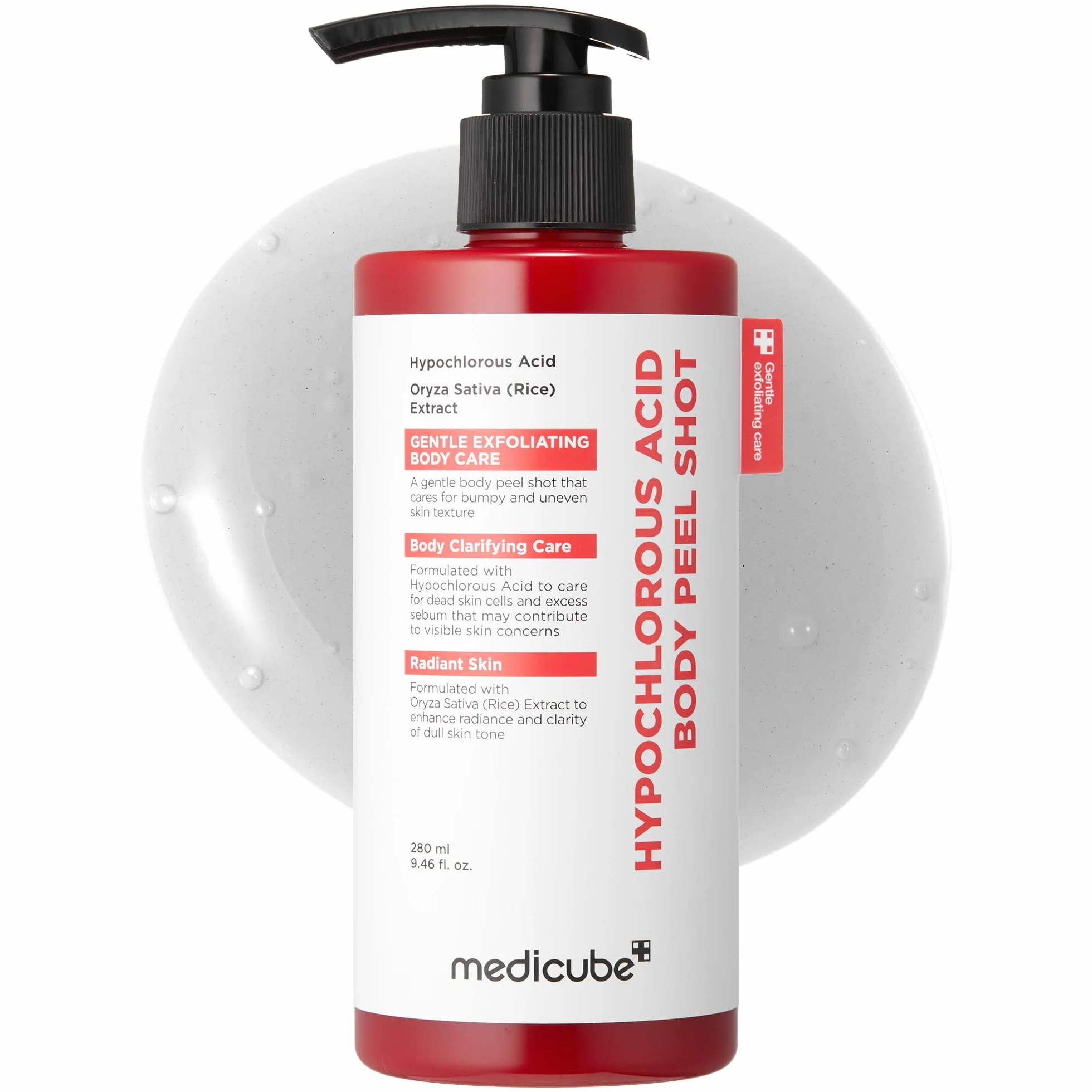 Medicube Body Peel Shot Hypochlorous Acid Gentle Body Exfoliating Serum Dead Skin Cells Rough Patches Uneven Texture Rice Extract Panthenol Hydrating Smoothing Care 9.46 fl.oz