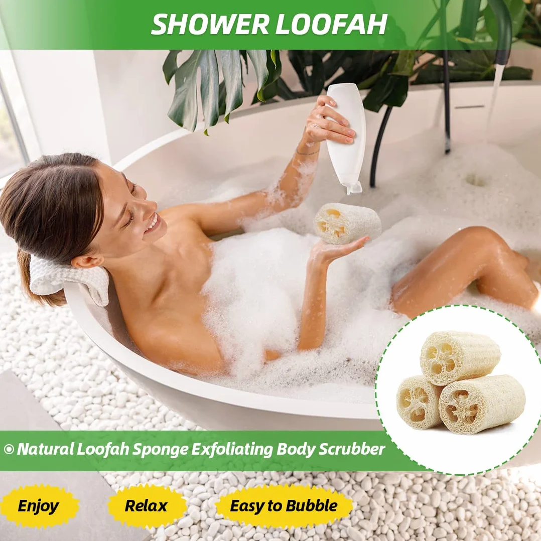 Esponjas Naturales Luffa Scrubber Exfoliante para Baño y Cocina 6 Piezas