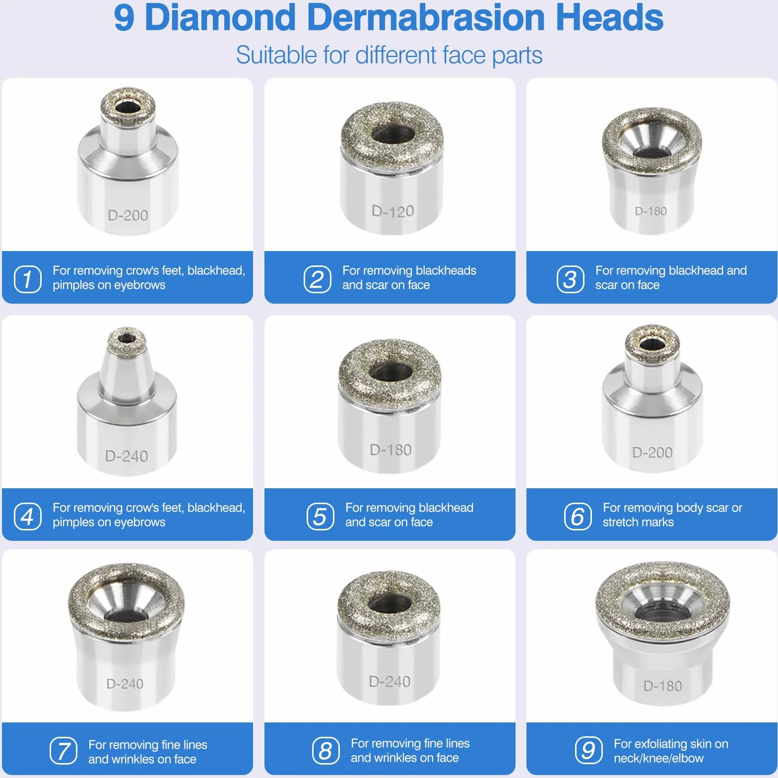Maquina de Microdermoabrasión Profesional 2 en 1, Portátil con 9 Puntas de Diamante, Recargable USB Sin Cable