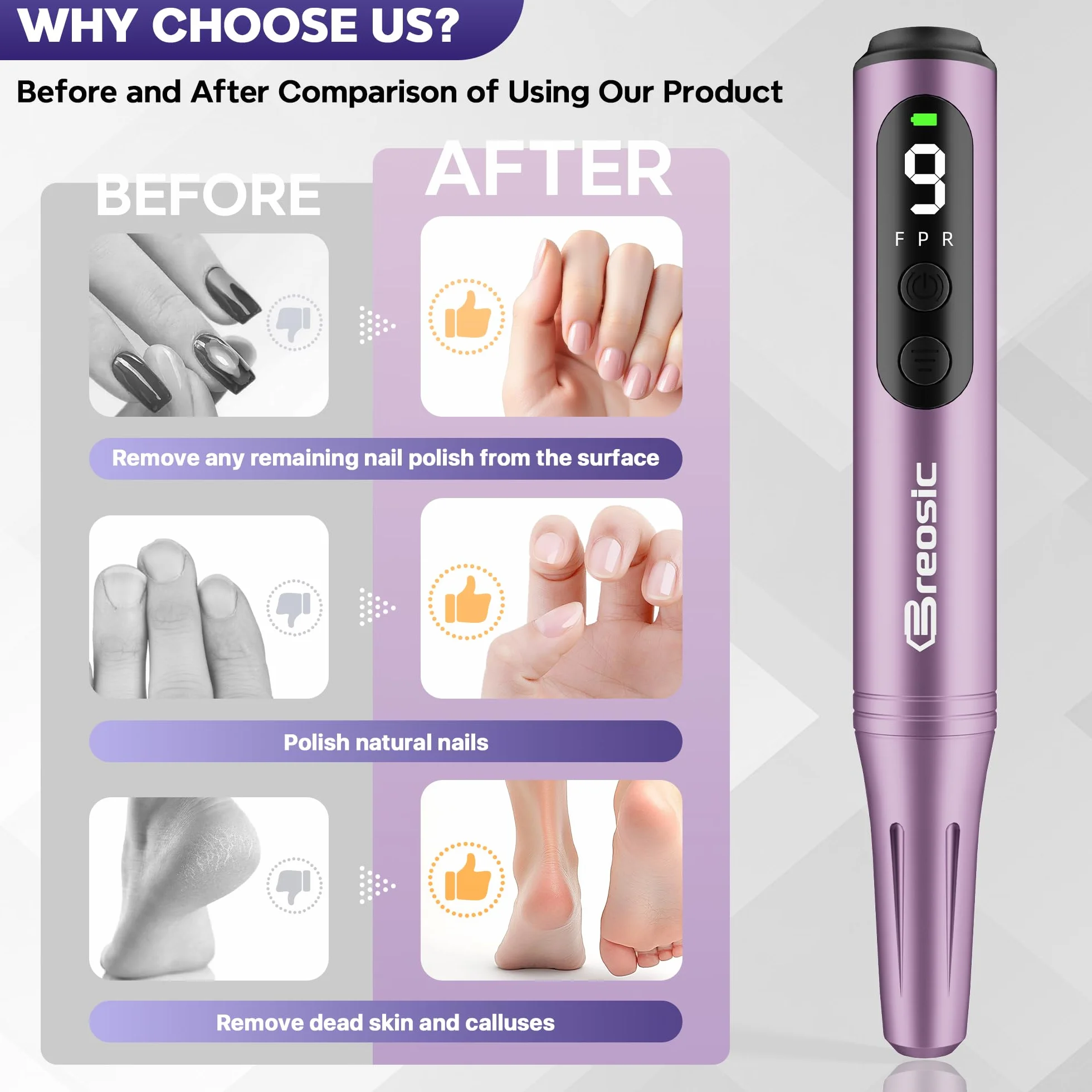 Torno para Uñas Profesional 35000 RPM 12 en 1 Nail Drill USB-C 9 Velocidades Manicura Pedicura