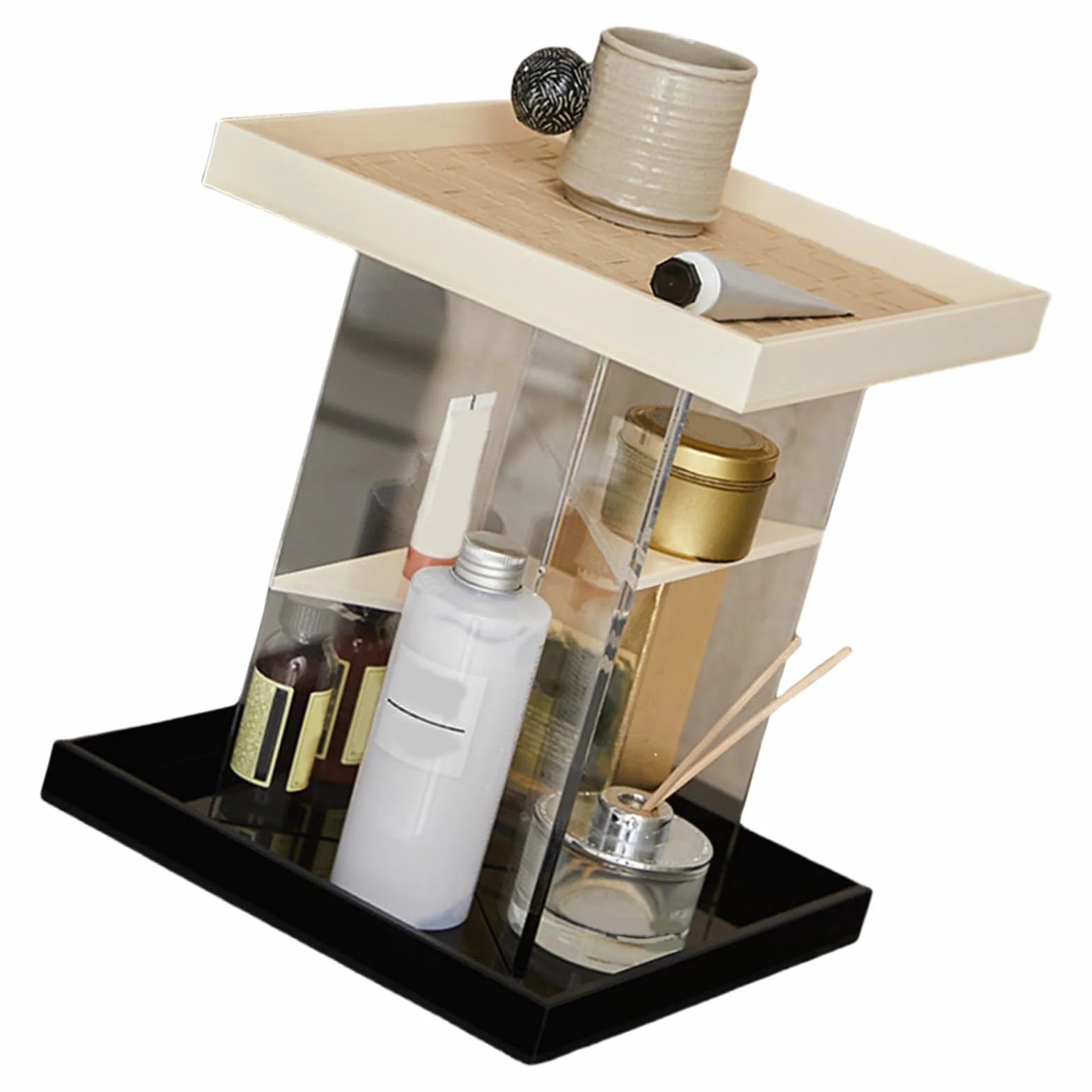 Organizador de maquillaje acrílico giratorio de 360 grados para un almacenamiento eficiente y fácil acceso en el dormitorio o el baño