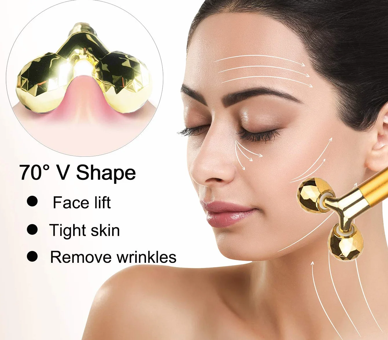 24k Golden Pulse Facial Masajeador Eléctrico para Piel Sensible Lifting Antiarrugas