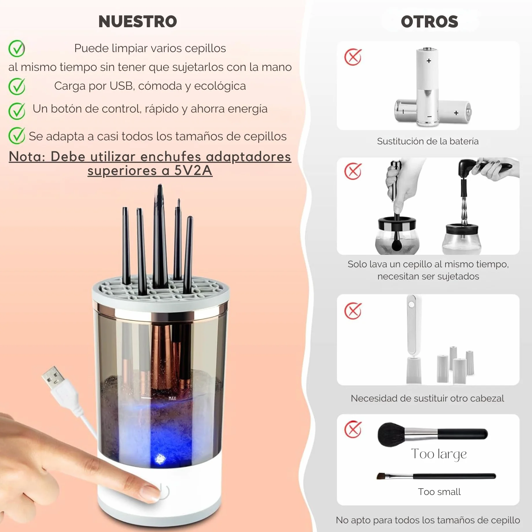 Limpiador Eléctrico de Brochas de Maquillaje, Limpieza Profunda, Portátil, Automático