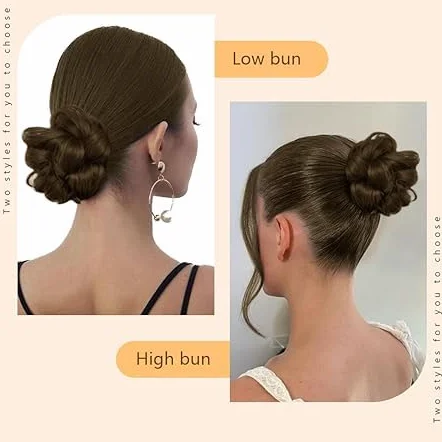 Moños Postizos para Mujer Donut Extensiones Chignon Profesional Marrón claro