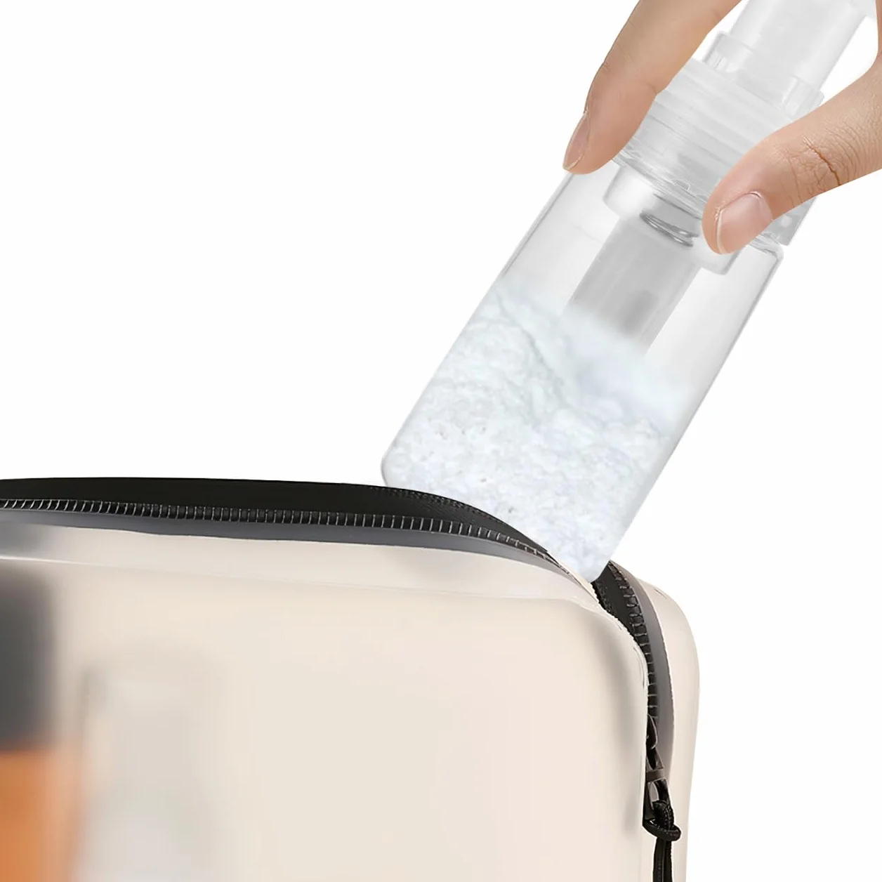 Botella Pulverizadora Rellenable para Talco Plástico Transparente Resistente Golpes Boquilla Antiobstrucción
