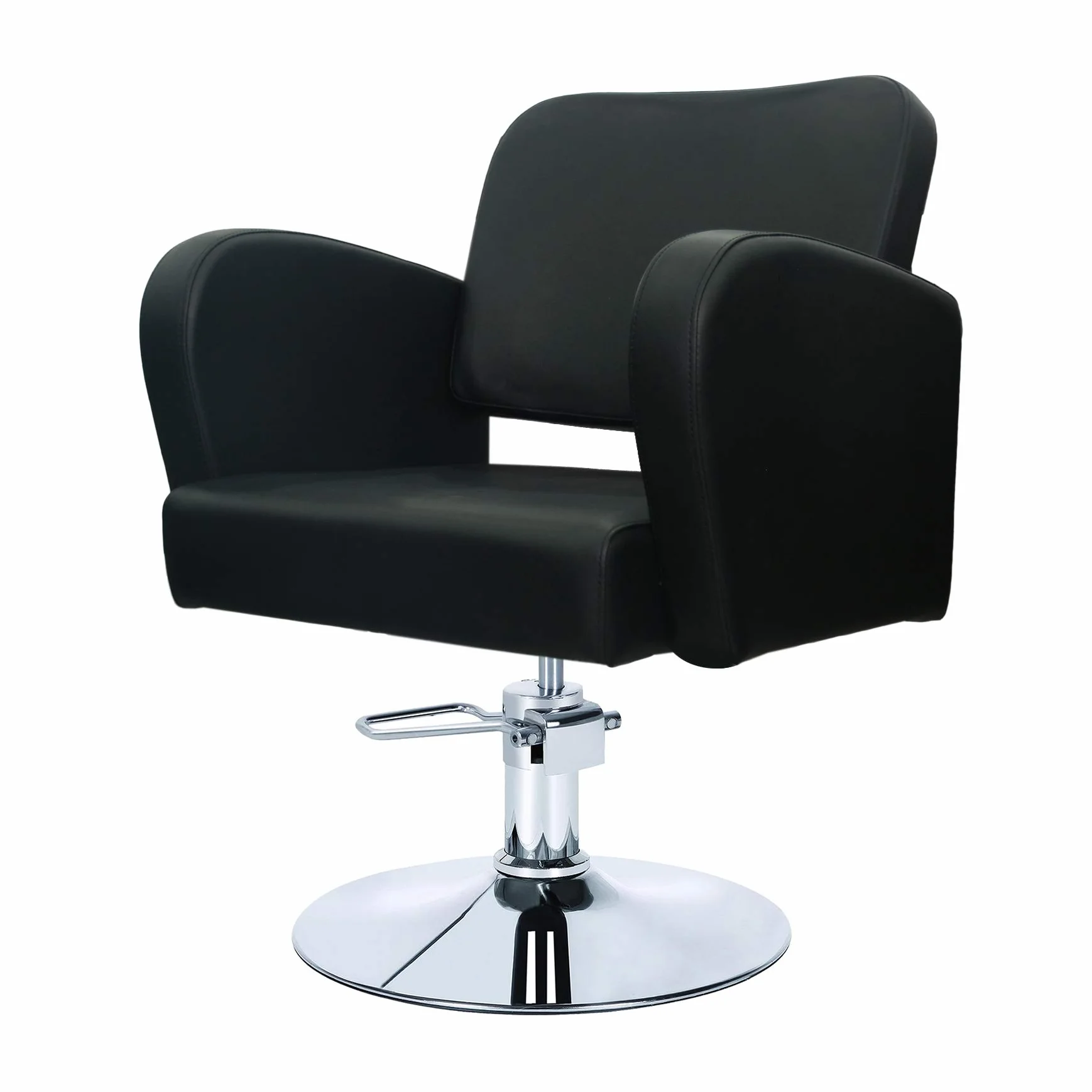 Sillón Profesional de Peluquería 360º Giratoria Base Fijo Apoyapies Metal Altura Regulable Asiento Suave Piel
