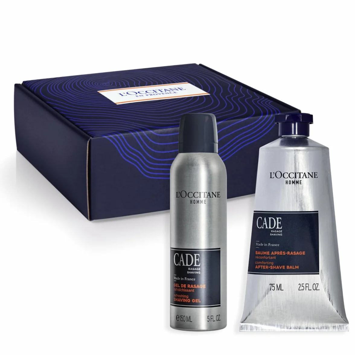 L'OCCITANE Estuche de Navidad Hombre Cade Gel de afeitado y bálsamo aftershave Fabricado en Francia