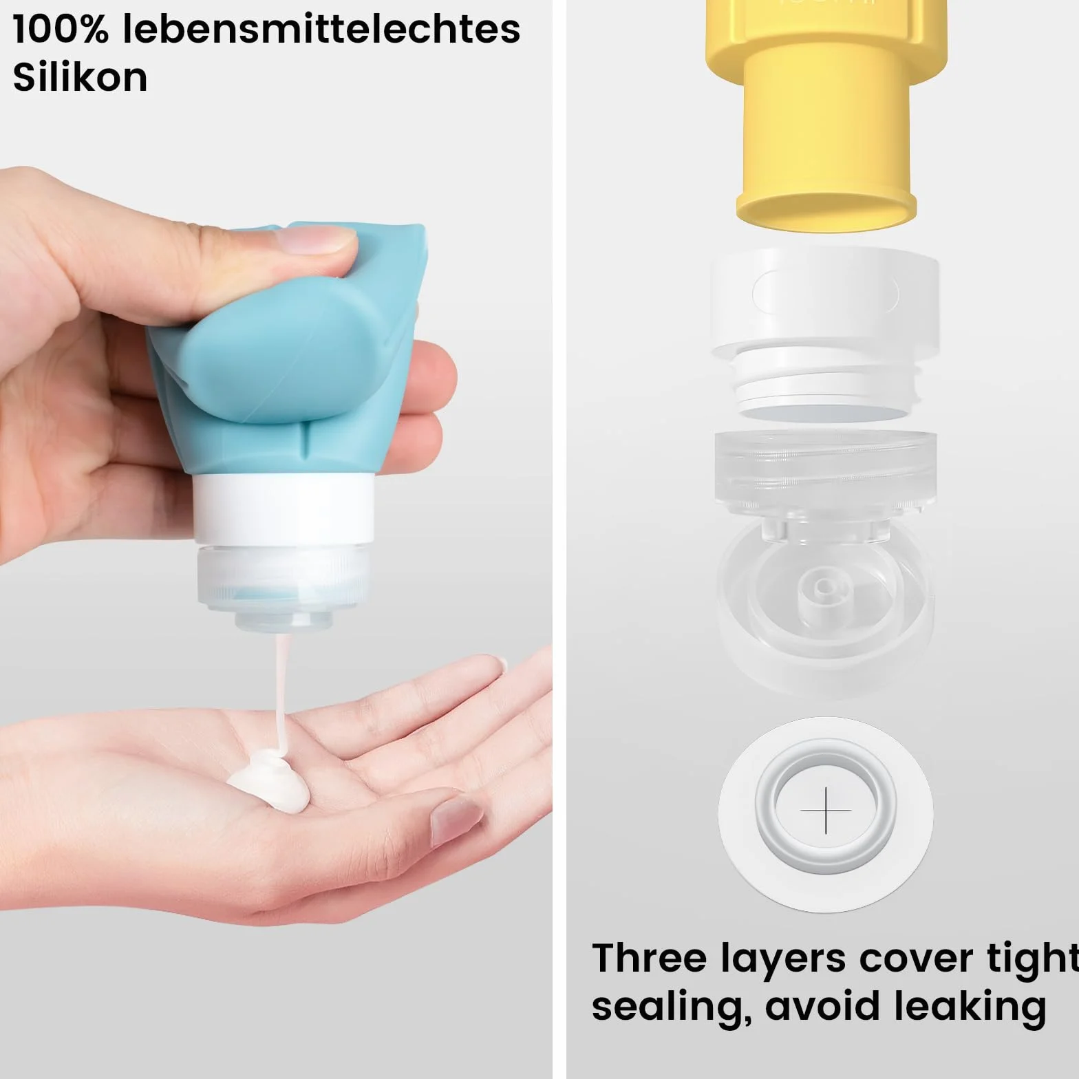 Botellas de Viaje Silicona 100ml 17 Pack - Botes Rellenables a Prueba de Fugas Sin BPA