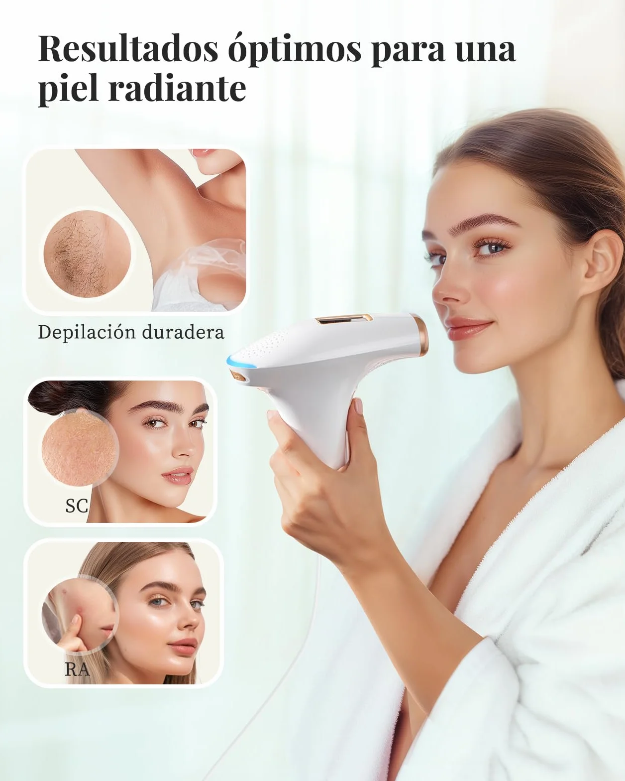 Haarlosy Depiladora Láser IPL Sin Dolor para Rostro, Bikini y Cuerpo, GLY01 | Depiladora de Luz Pulsada con 3 Funciones, 9 Niveles de Energía, para Mujeres y Hombres, Uso en Casa