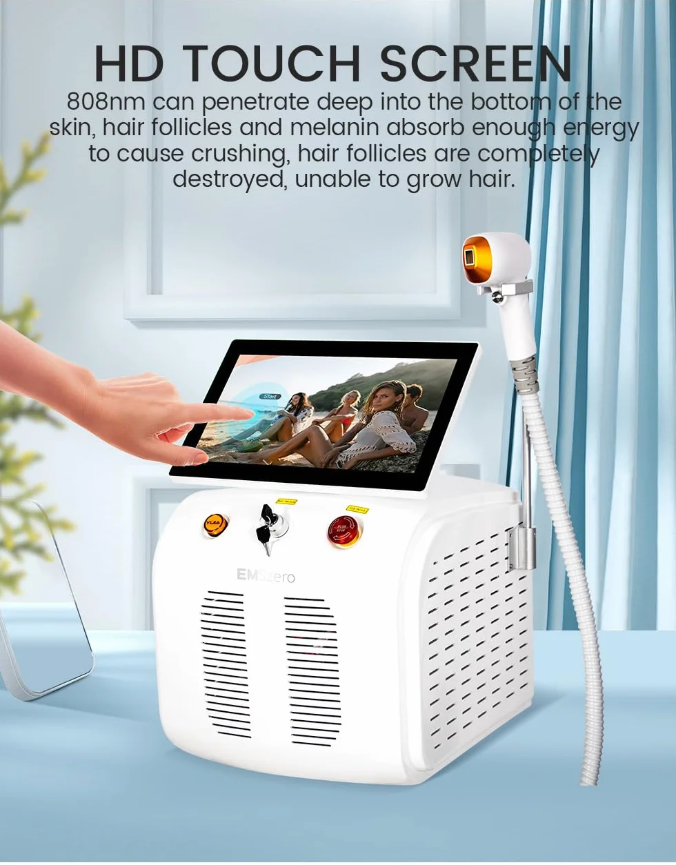 Máquina Depilación Láser Diodo 808nm Profesional para Rostro y Cuerpo