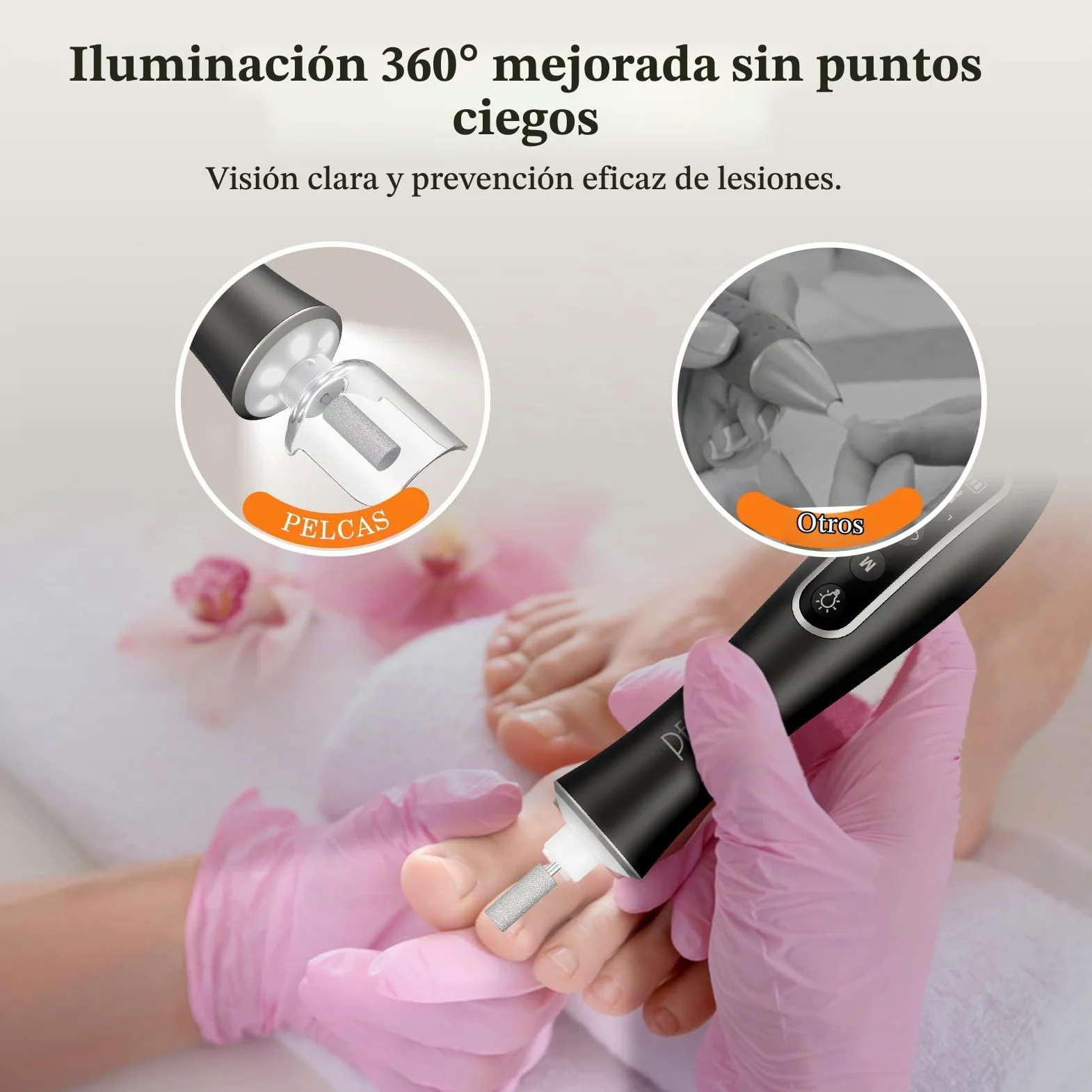 PELCAS Torno para Uñas 10 velocidades Torno para Uñas Profesional Inalámbrico con Pantalla LCD y Luz LED Lima Eléctricas Uñas Recargables Set de Manicura y Pedicura para Salón DIY