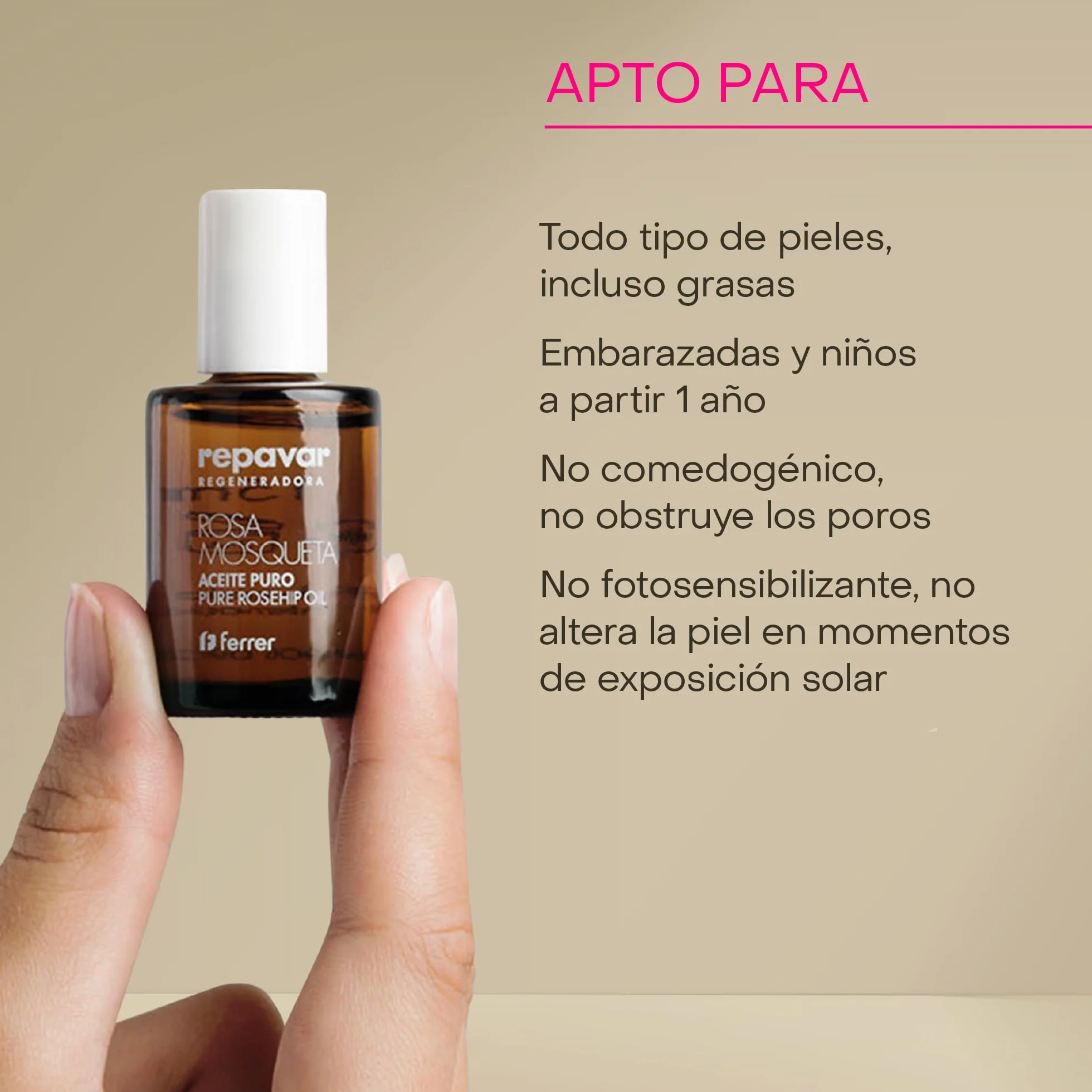 Repavar Aceite Rosa Mosqueta Puro 100% Primera Presión en Frío 15 ml