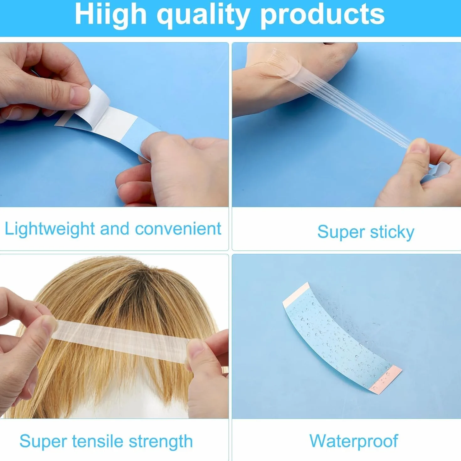 60pcs Cinta Adhesiva Peluca Impermeable de Doble Cara para Pelucas de Encaje
