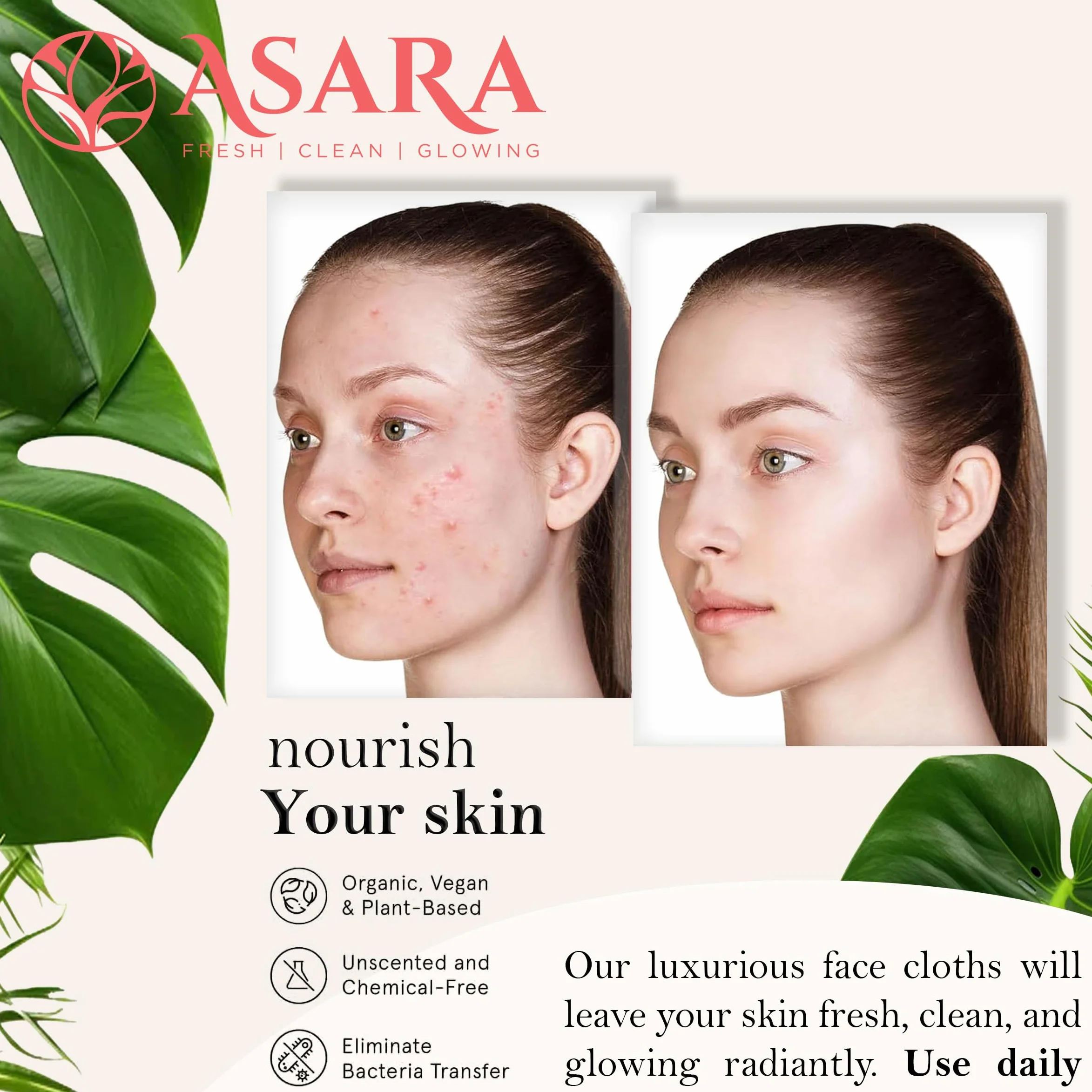 ASARA NEW YORK PROBIOTIC SKIN CIENCE Toallitas faciales desechables extra grandes desmaquillantes con agua para piel sensible Toallitas veganas orgánicas y biodegradables 100 unidades
