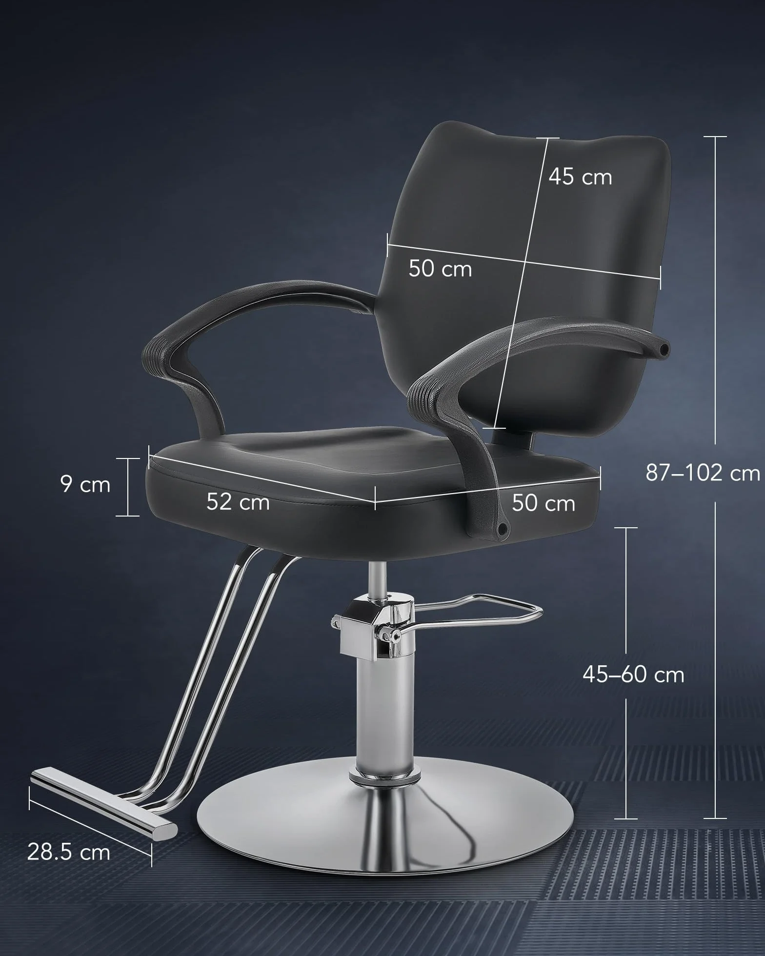 CO-Z Sillón Peluquería Profesional con Bomba Hidráulica, Giro 360°, Altura Ajustable 15 cm, 250 kg