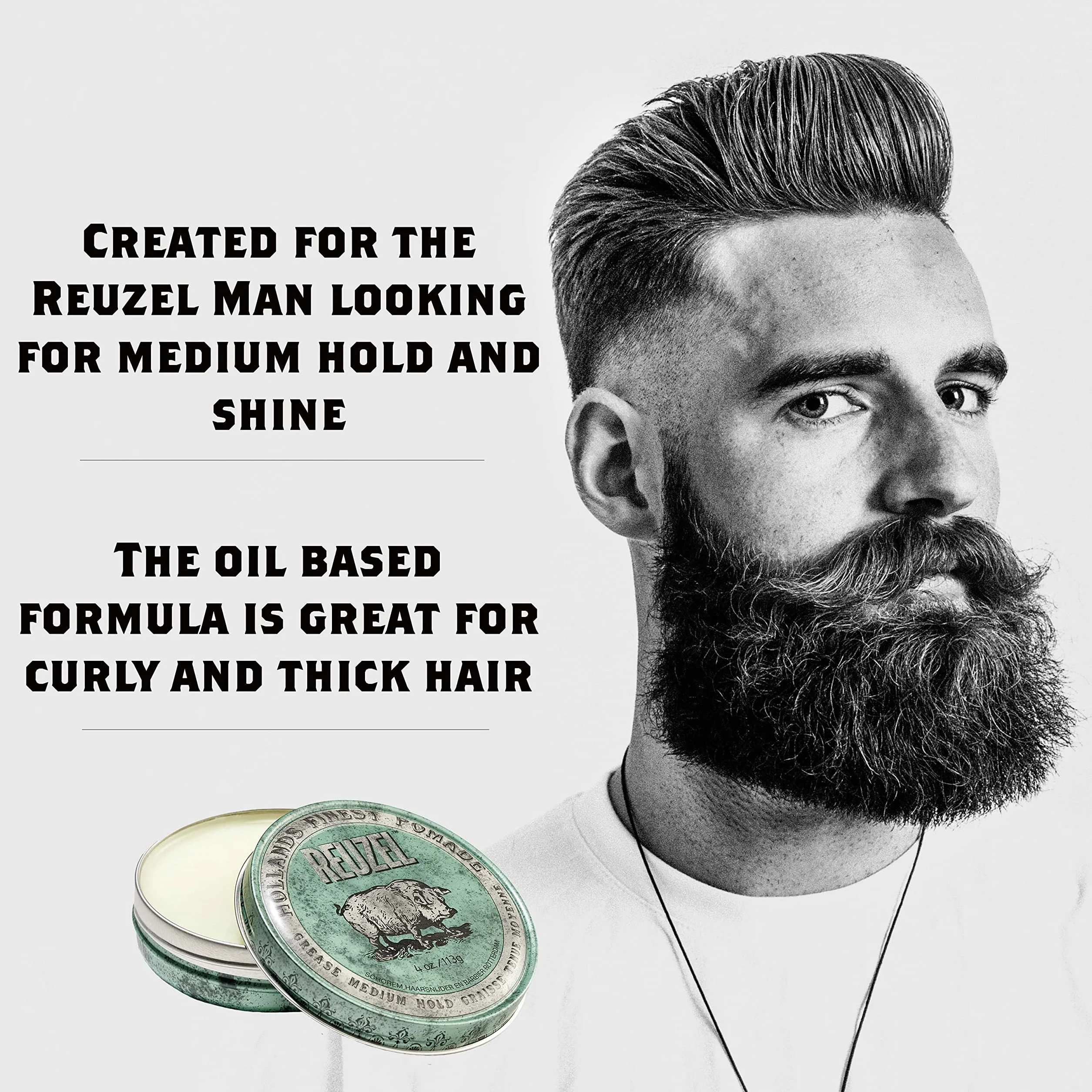 Reuzel Green Grease Medium Hold Pomade 4oz