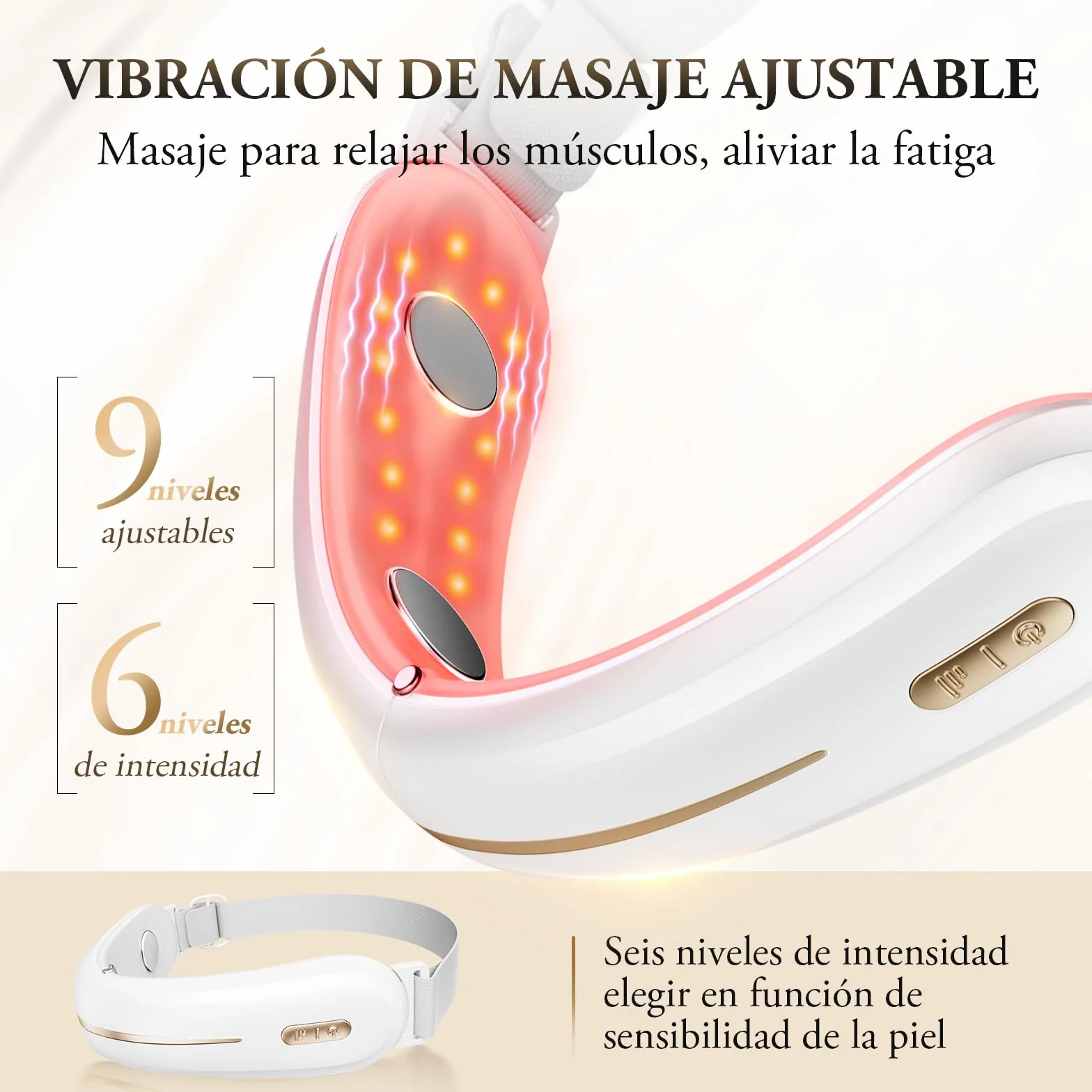 ANLAN Papada Lifting V-Face EMS Masajeador Facial Shapping Caliente Lifting Reafirmante Fototerapia Roja Azul 6 Modos Tipo-C Blanca
