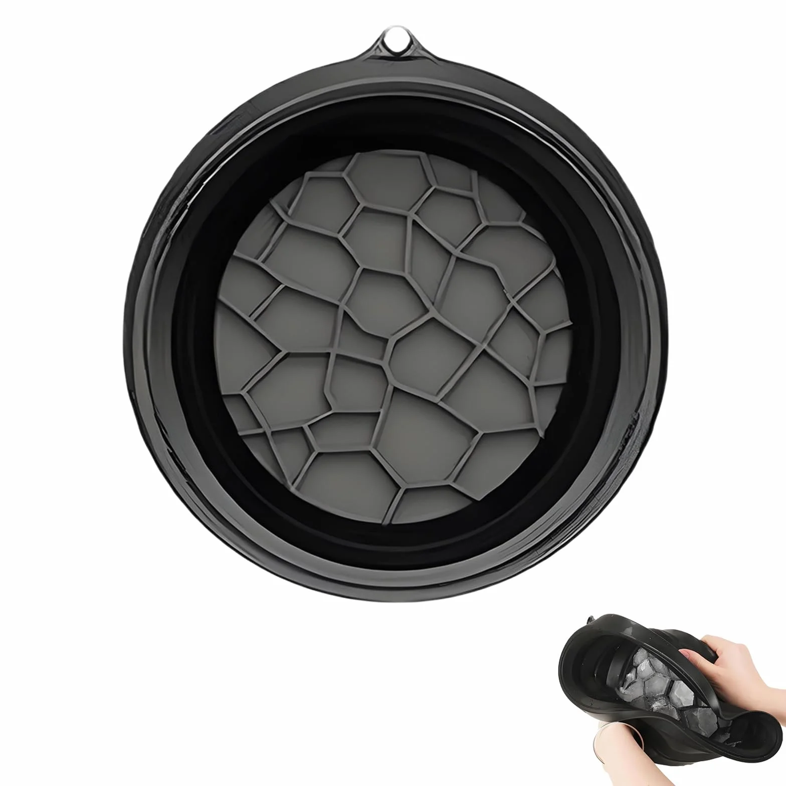 Cuenco Facial para Baño de Hielo de Silicona Plegable Negro