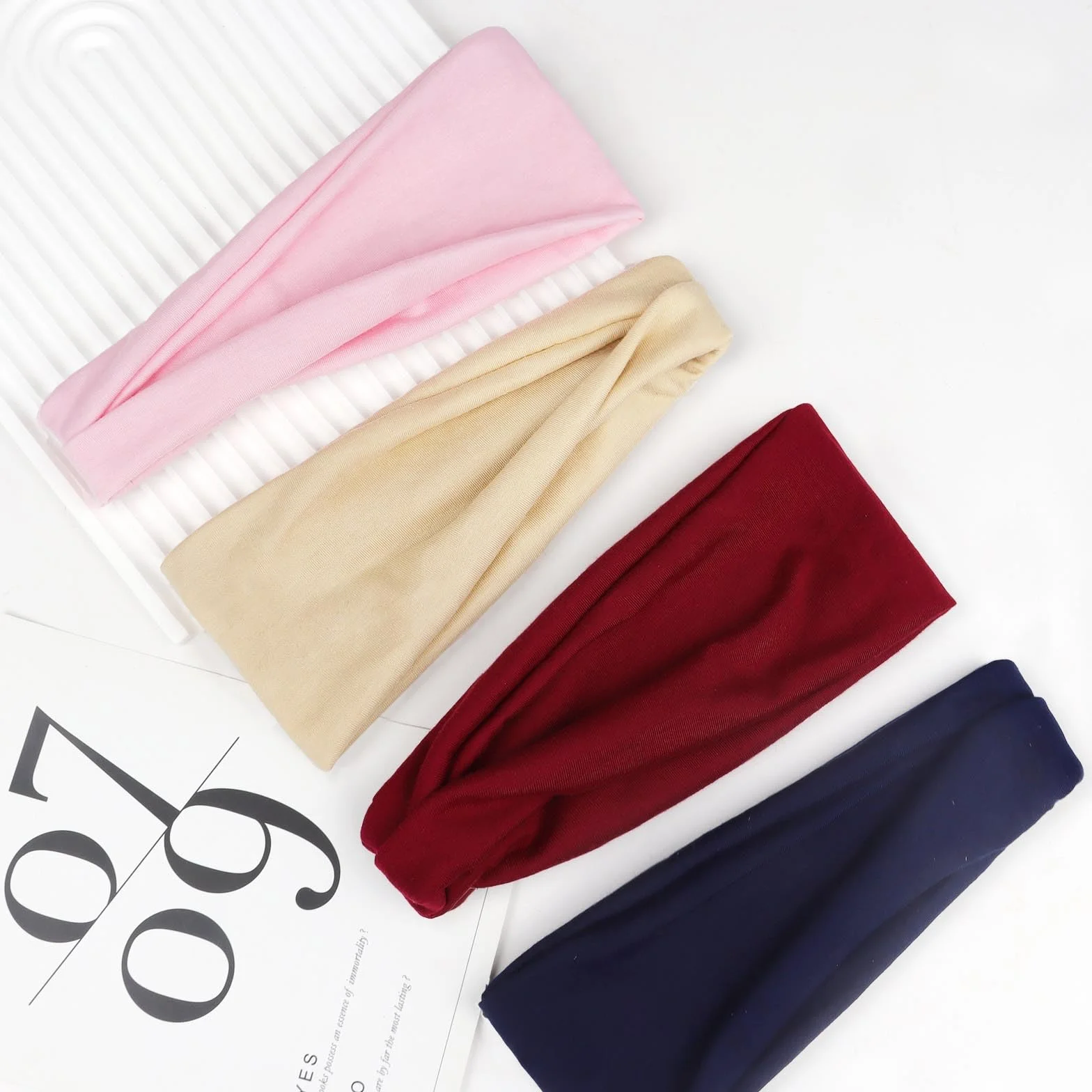 Diadema Mujer Elástico Cinta Pelo Absorbente Sudor Antideslizante Headband Yoga Fitness 8 Pcs