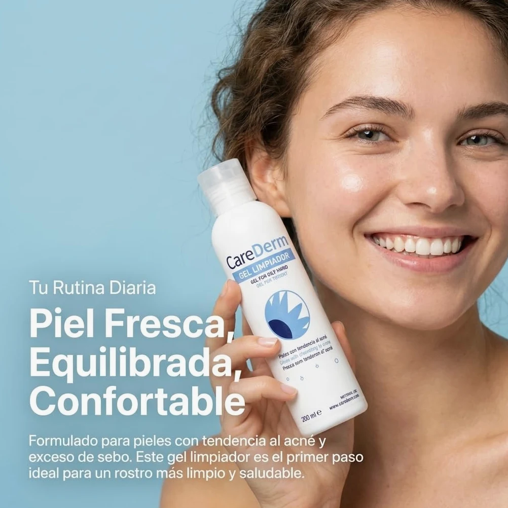 Carederm Gel Limpiador Pack | Gel Limpiador Facial para Piel Grasa, Acneica y con Seborrea | Con Aloe Vera | Caléndula | Echinacea y Manzanilla | Limpieza Profunda | Acción Seborreguladora (X3)