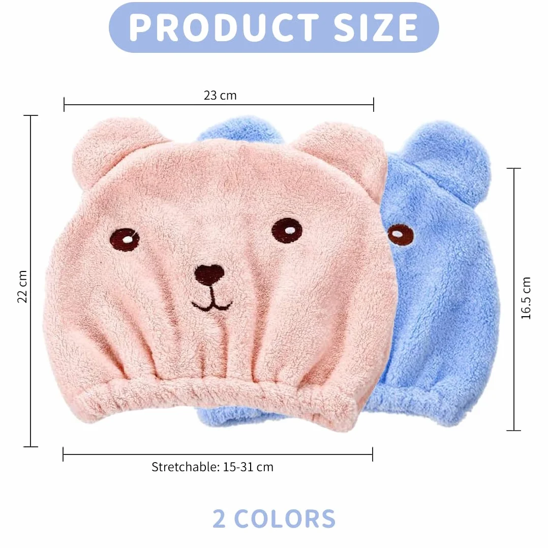 Turbante de microfibra de secado rápido para pelo juego 2 unidades mujeres niños gorros toalla baño