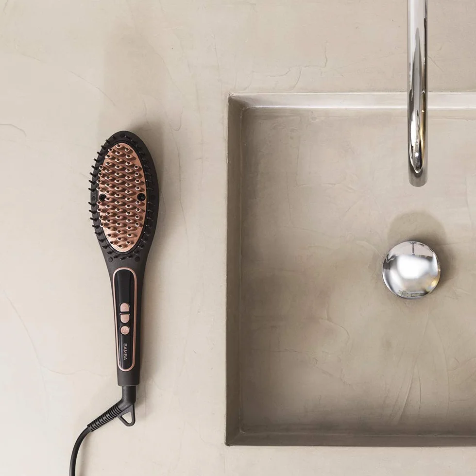 Cecotec Cepillo Alisador Eléctrico Bamba InstantCare 900 Perfect Brush, 61 W, Revestimiento de Queratina y Aceite de Argán, Temperatura Regulable, Cabezal Cerámico, Autoapagado