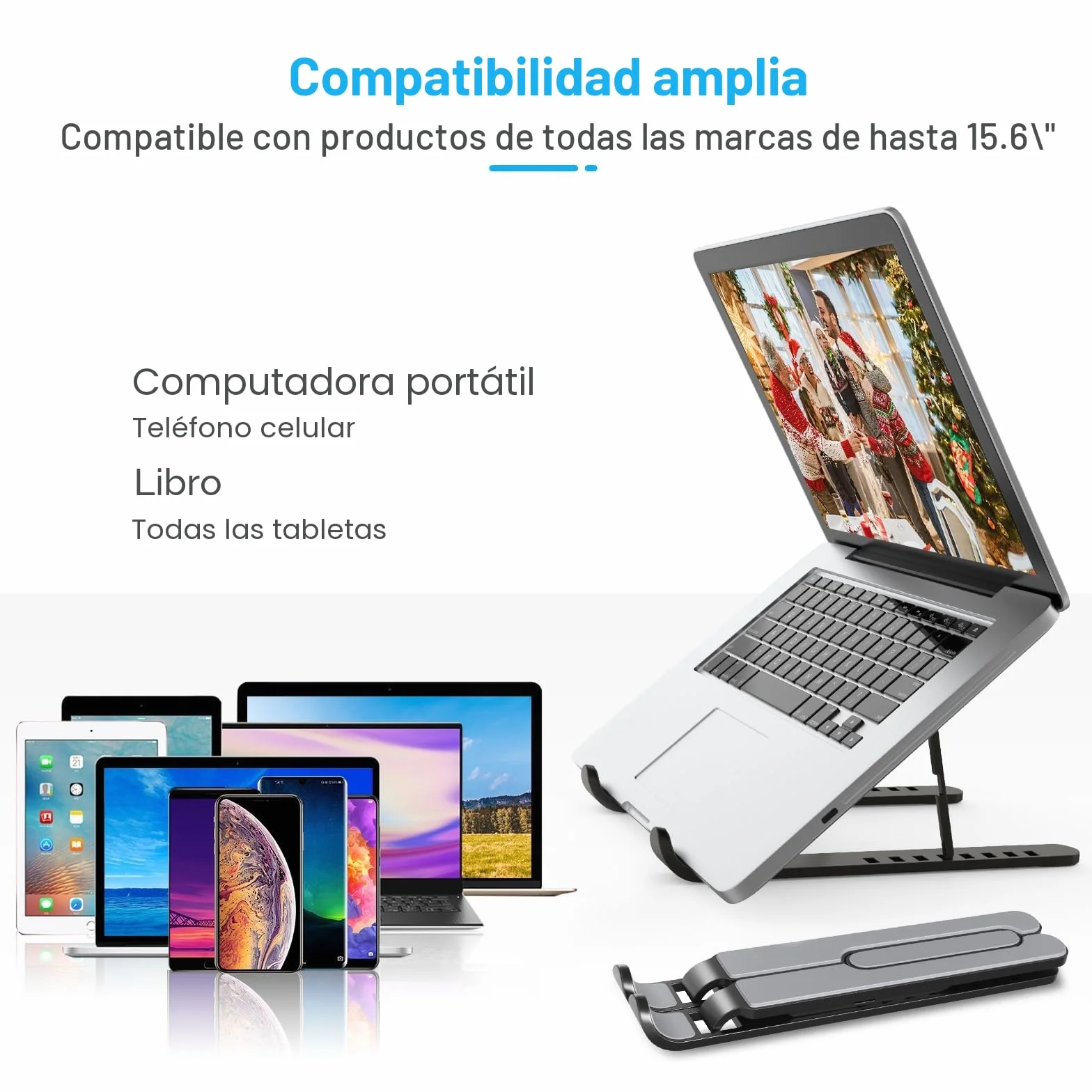 Soporte Portátil Ajustable 8 Ángulos, Laptop Stand Plástico ABS Silicona Antideslizante para Portátiles Tableta Teléfono 10-15.6"