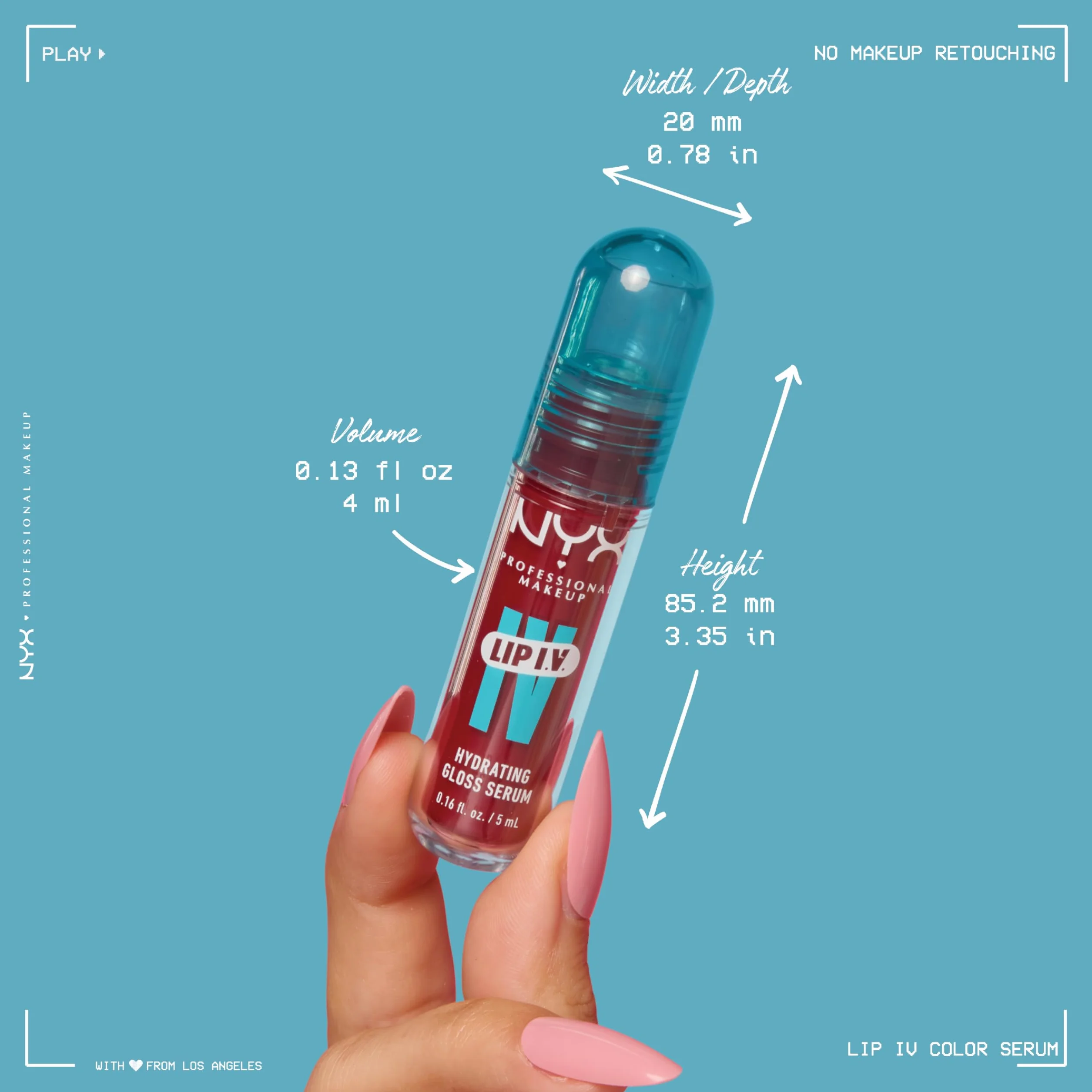NYX Professional Makeup Lip IV Hydrating Gloss Stain, Hydra-Honey, Brillo de Labios Hidratante, Color y Brillo Efecto Húmedo, 12H Hidratación