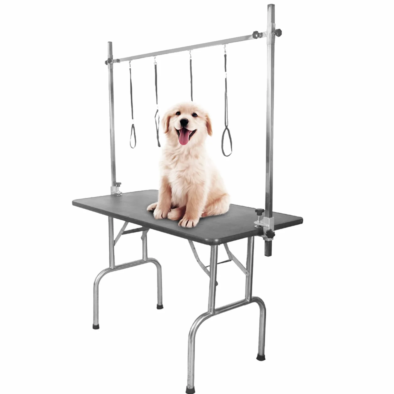 Soporte para Mesa de Aseo con Brazo Ajustable de Acero Inoxidable para Sesiones de Belleza y Entrenamiento de Mascotas 3 Unidades (Soporte de mesa de 1,2 m)