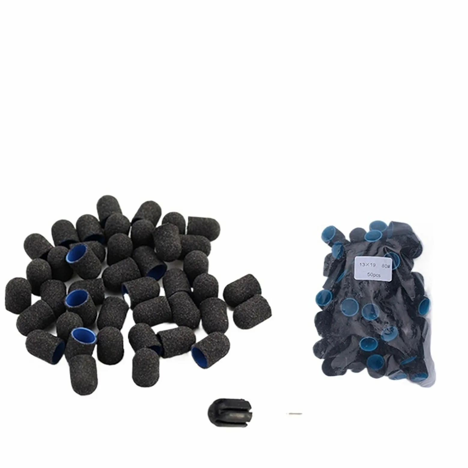 Fresas Torno Para UñAs 50 Uds. Con mandril pedicura manicura eliminar la piel muerta pulido cuidado de los pies limpieza cutícula Accesorios para Manicura(13-19Black80)