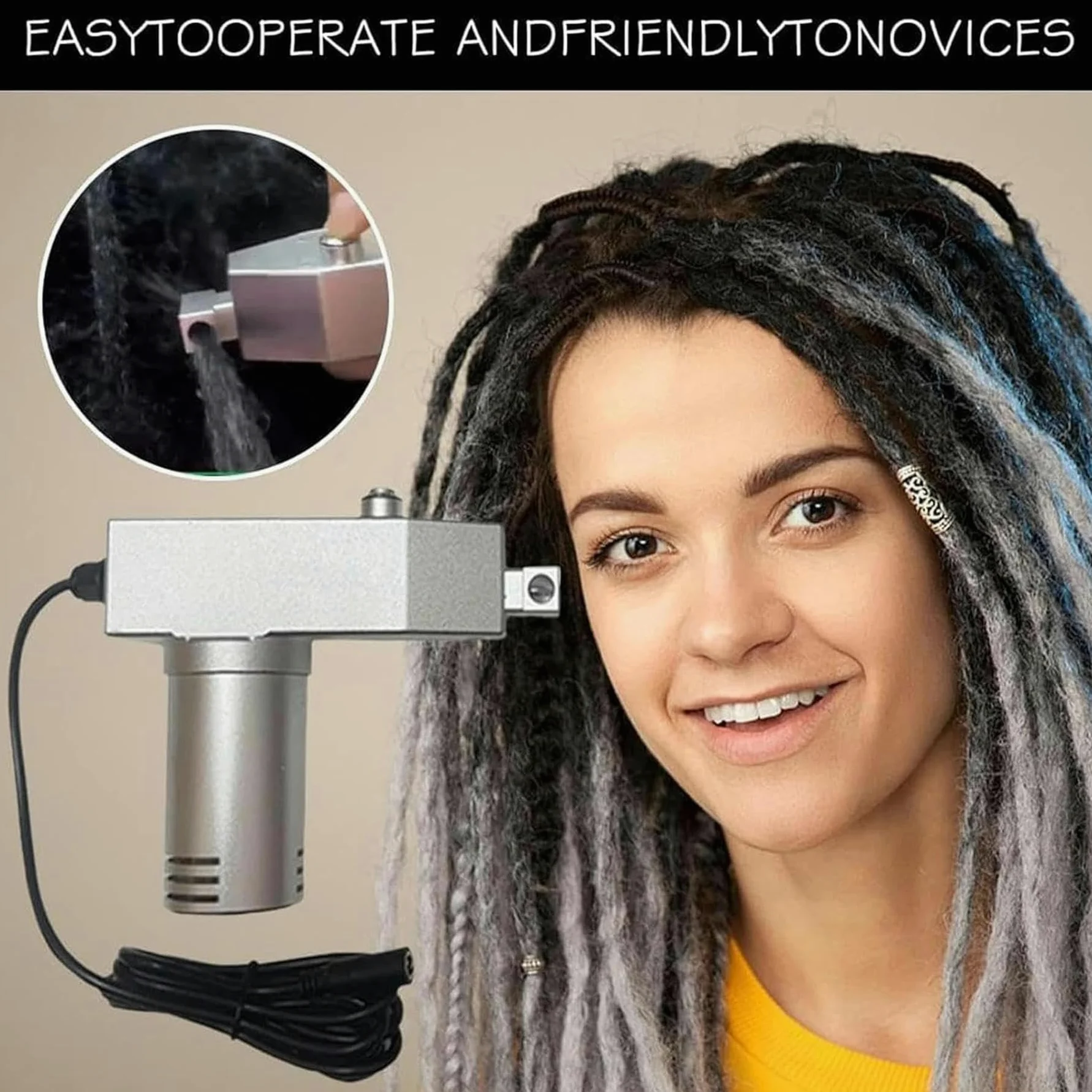 Máquina para Hacer rastas, Trenzas de Crochet, Herramienta Manual de Acero Inoxidable, Accesorios para rastas DIY + Ganchos de Crochet de 6 mm/8 mm/10 mm, 1 Pieza