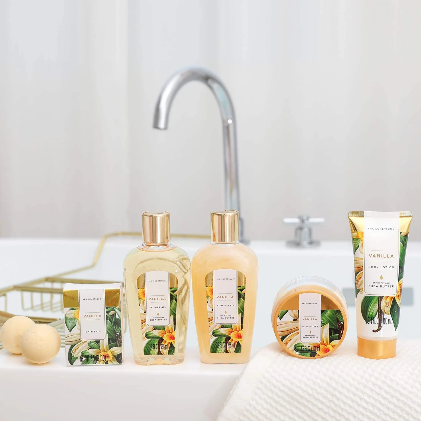 SPA LUXETIQUE Set Regalo Mujer 8 Piezas Vainilla Kit Belleza Bañera Deco