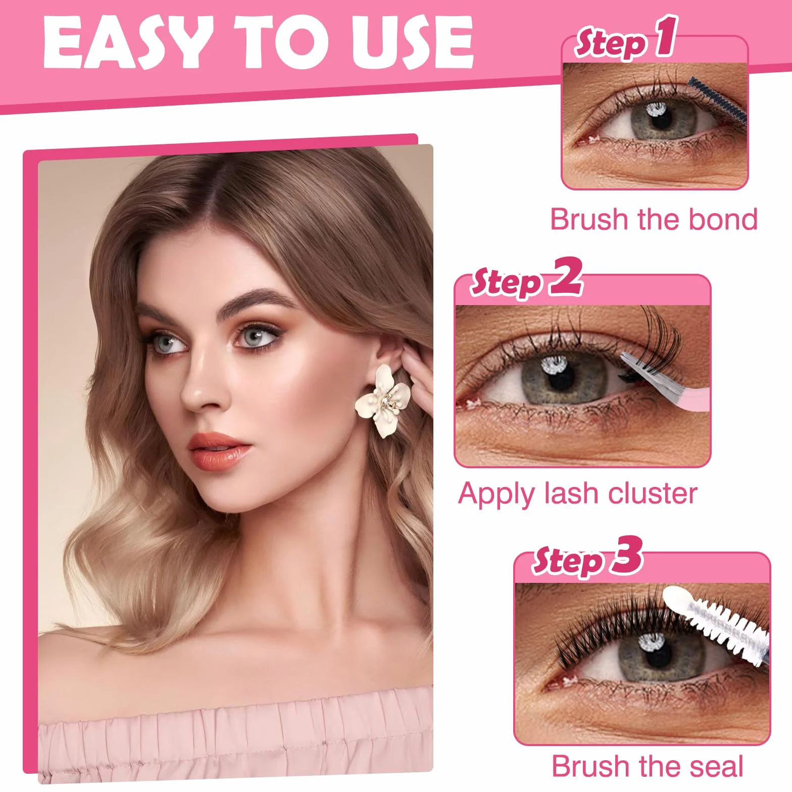 VEGCOO Pestañas Postizas Cluster Lashes 570 Unds 30-100D 8-16 mm Extensiones de Pestañas Individuales Tipo Racimo Ruso