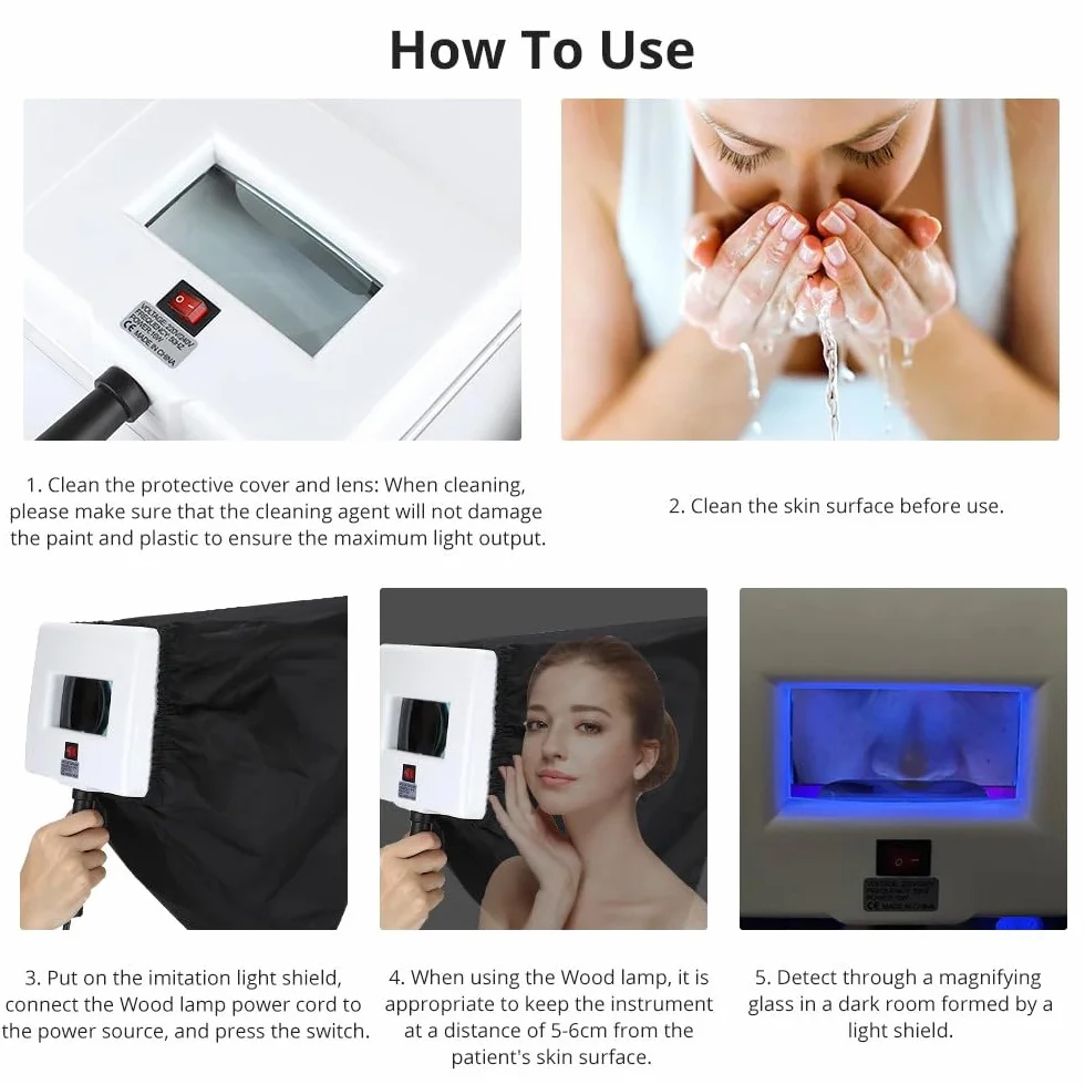Woods Lamp Analizador de piel, analizador de aumento profesional Detector de piel Prueba de belleza Cuidado facial SPA Máquina de salón en casa, se puede probar fácilmente en casa