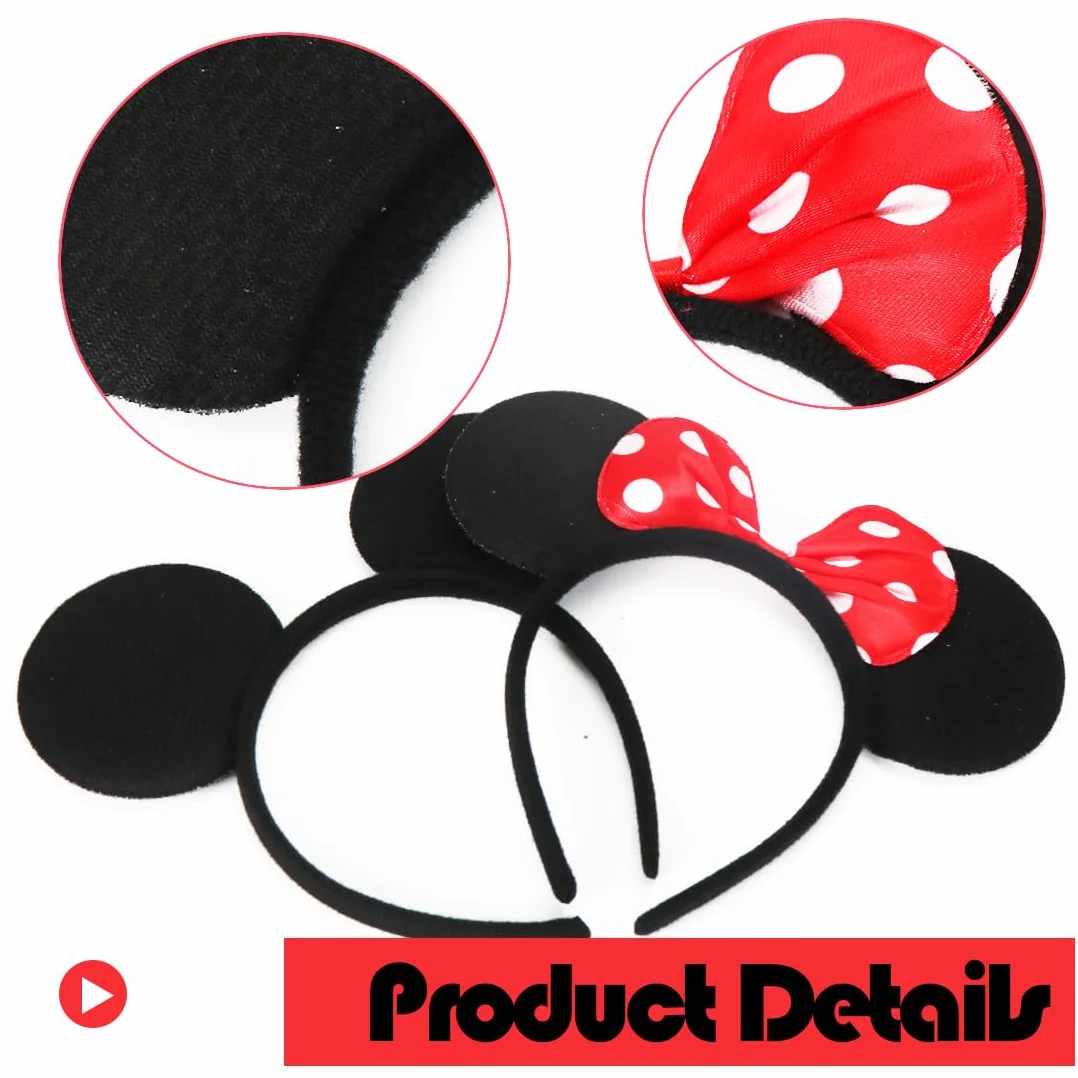 Diademas de Orejas Mouse, 6 Piezas Accesorios de Pelo para Niños Adulto Fiesta