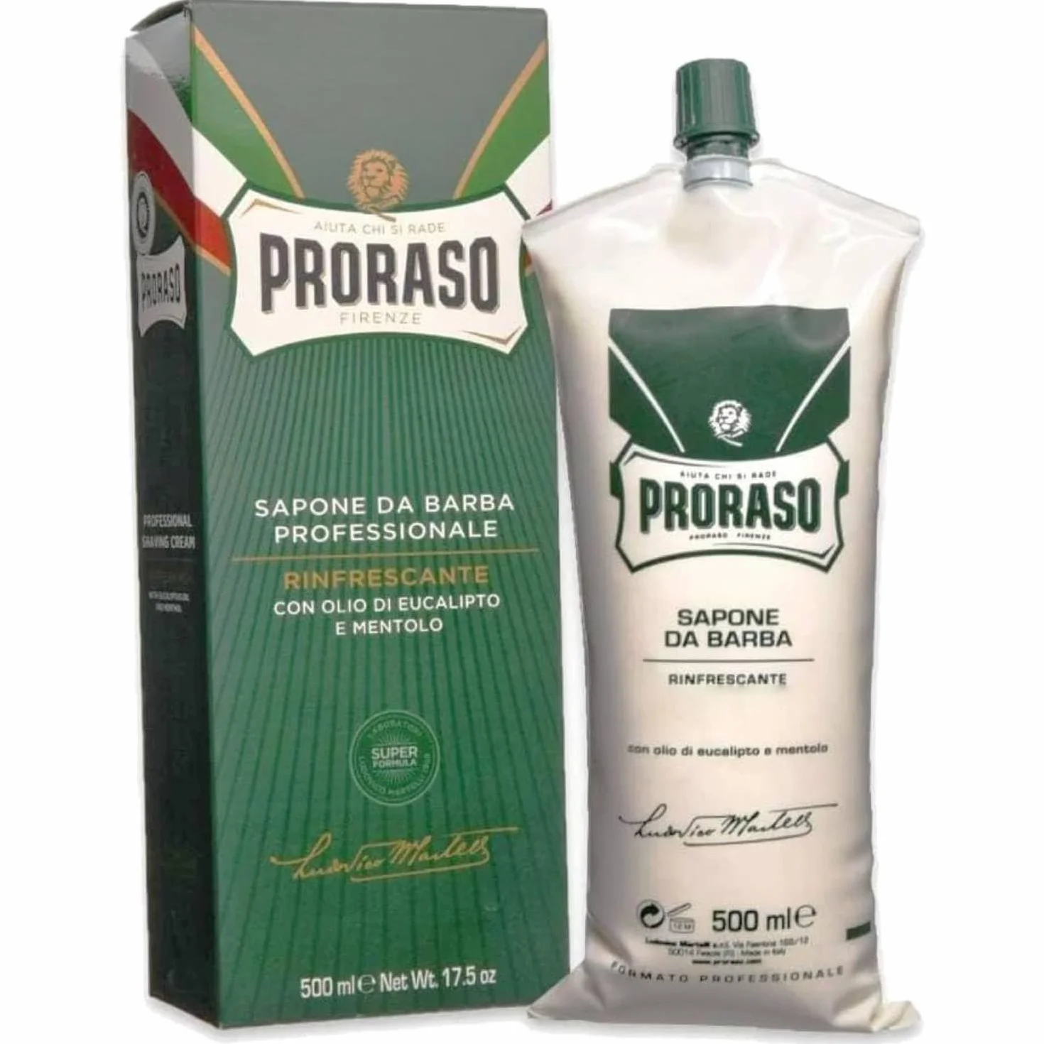 6 x Proraso Jabón de Afeitar Tube Jabón Shaving Soap eukalyptusöl y Mentol 500 ml