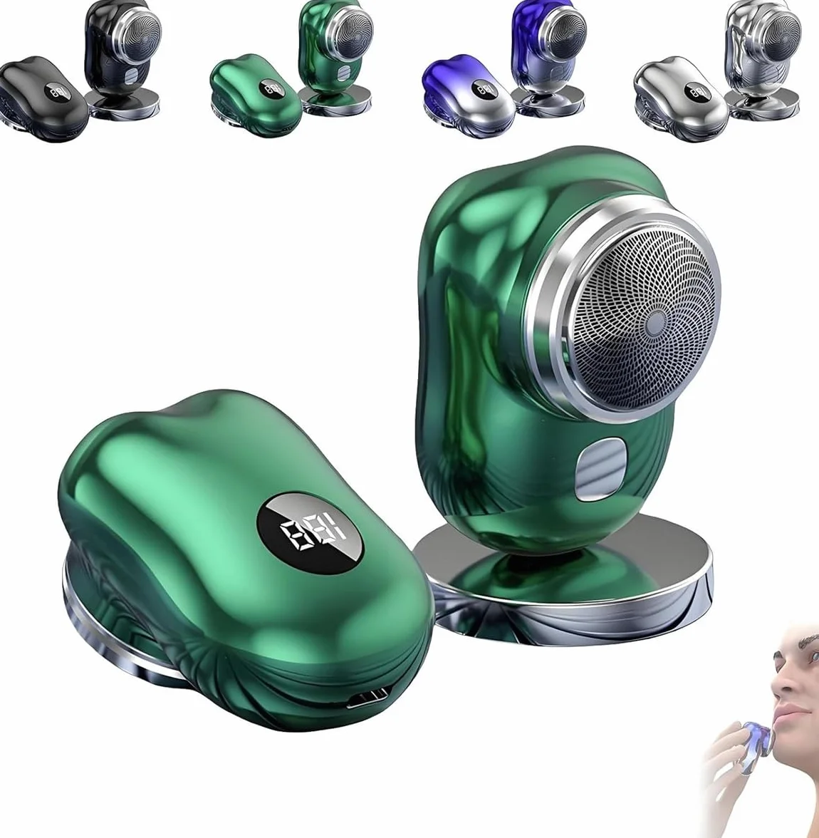 Lureza Shaver - Mini afeitadora Lureza, mini afeitadora eléctrica portátil, tamaño de bolsillo, afeitadoras eléctricas portátiles para hombres, húmedo y seco, tamaño de bolsillo, apto para viajes