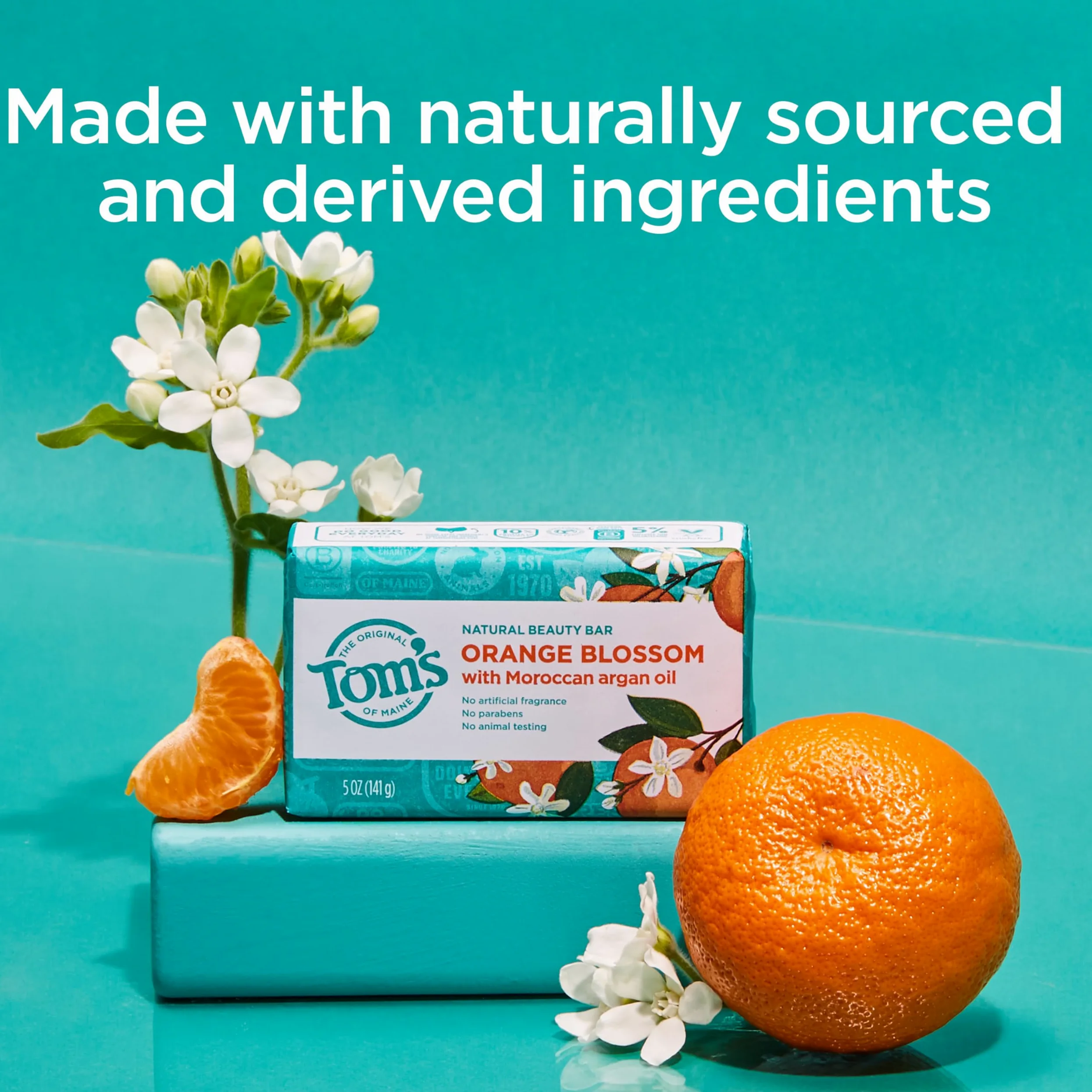Tom's of Maine - Jabón de belleza natural con aceite de argán marroquí, barra de belleza naranja, 5 oz, 6 unidades