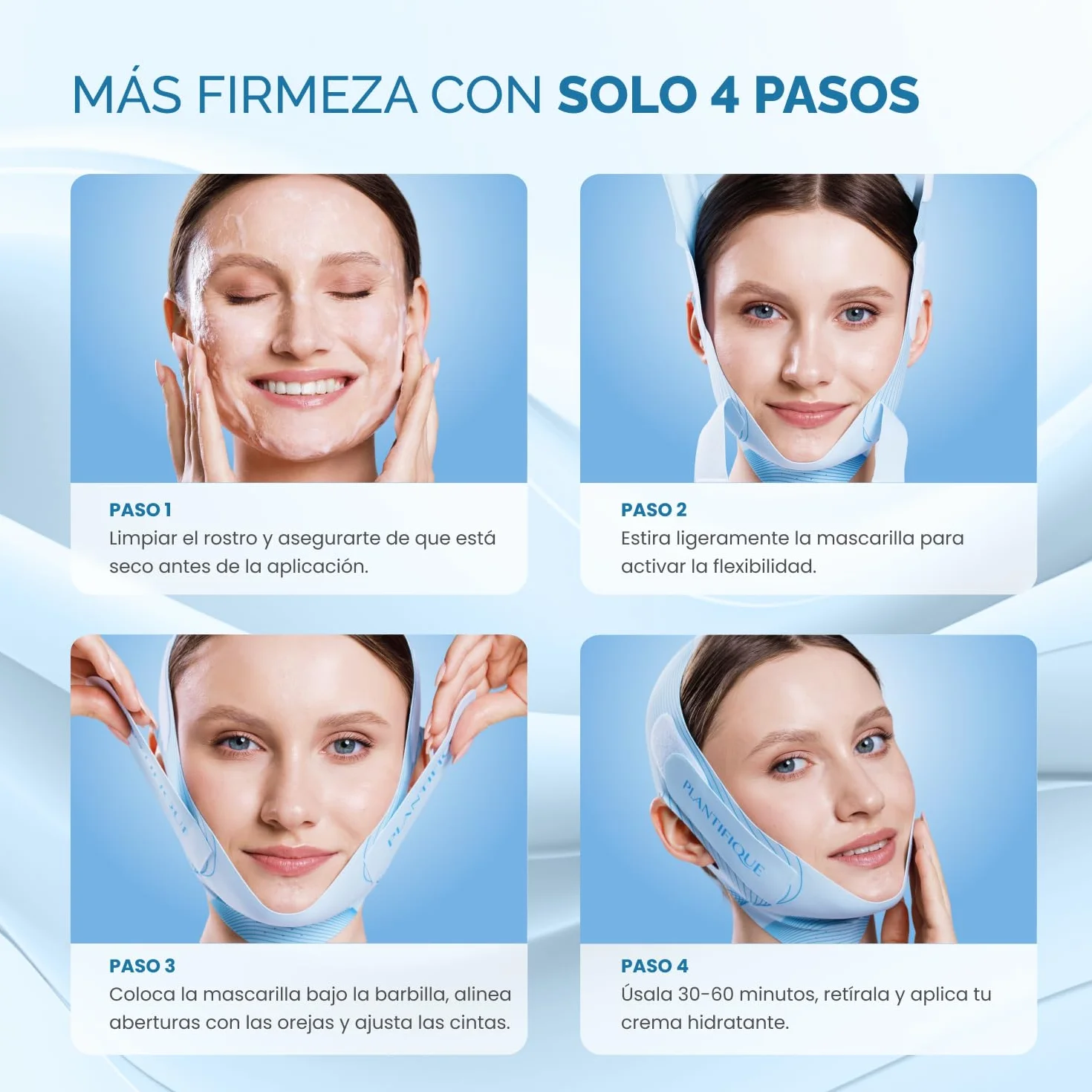 PLANTIFIQUE Mentonera Papada Reutilizable Mascarilla Facial V-Line Lifting Chin Strap