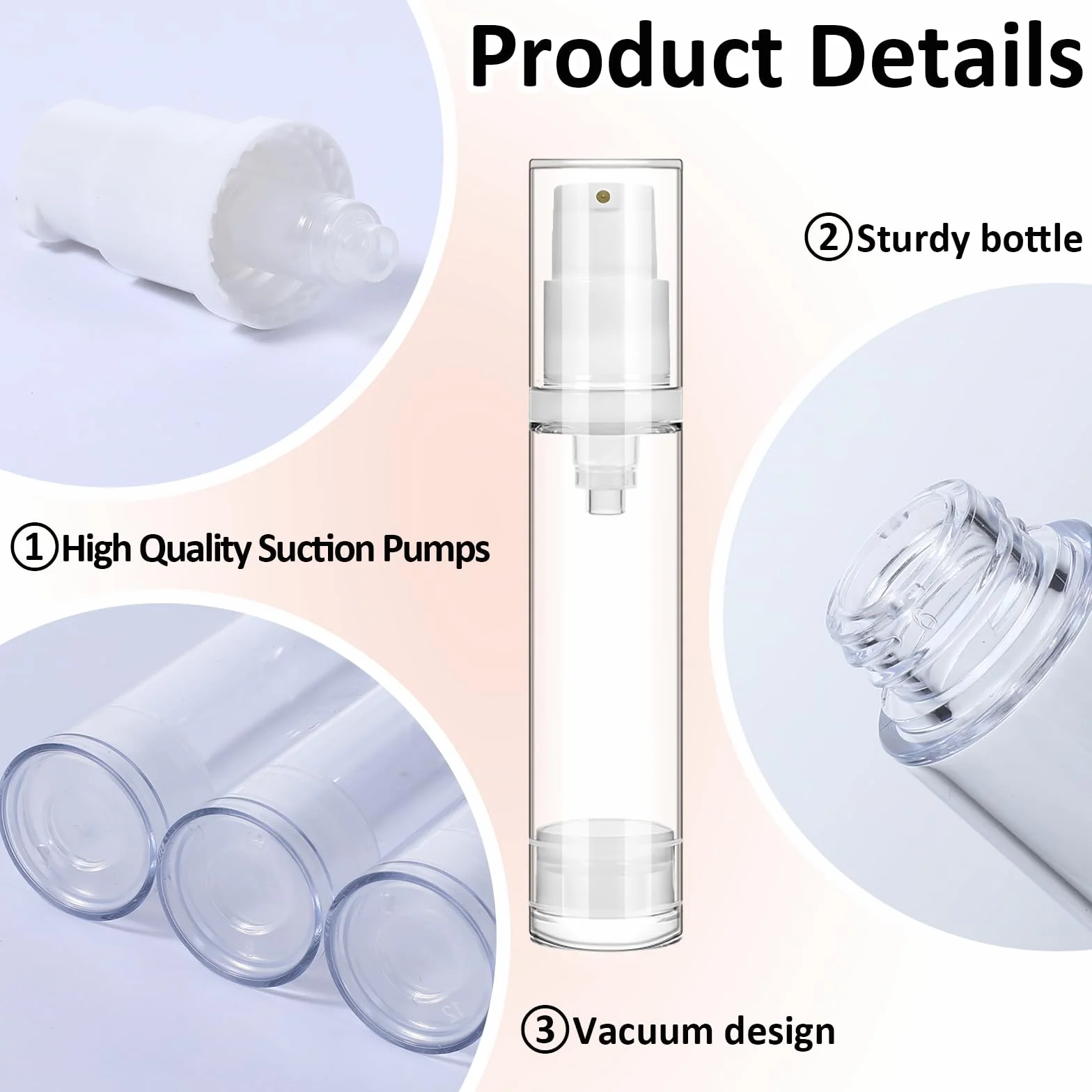 Botellas Vacías Sin Aire 10 ml, Envases de Loción al Vacío Recargables, Dispensador de Crema para Viaje Cosmética